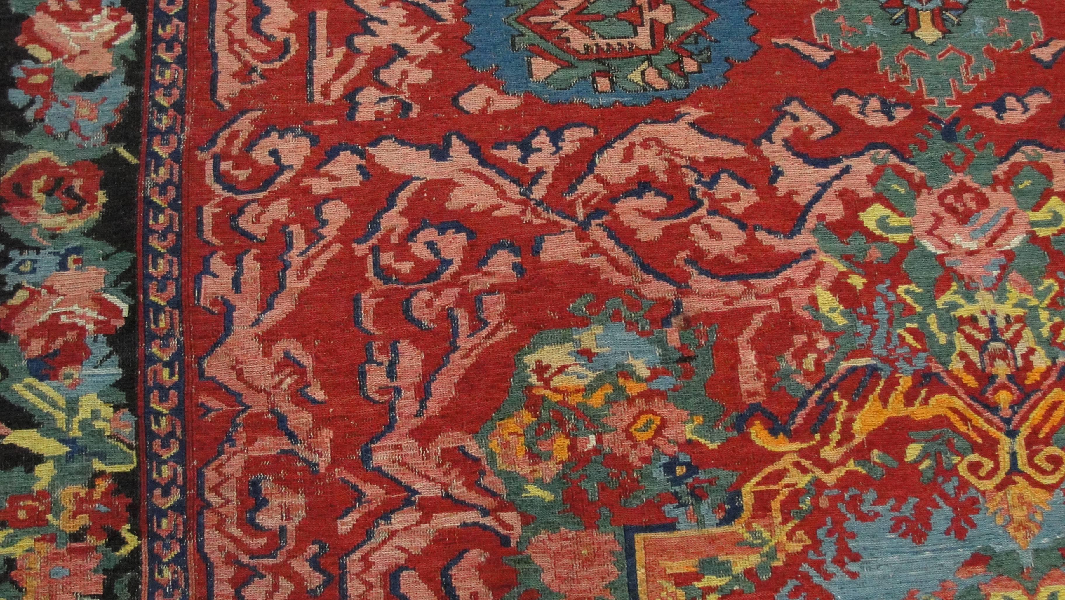 Wool Antique Karabagh/Caucasian Soumak/kilim Rug, 5'1