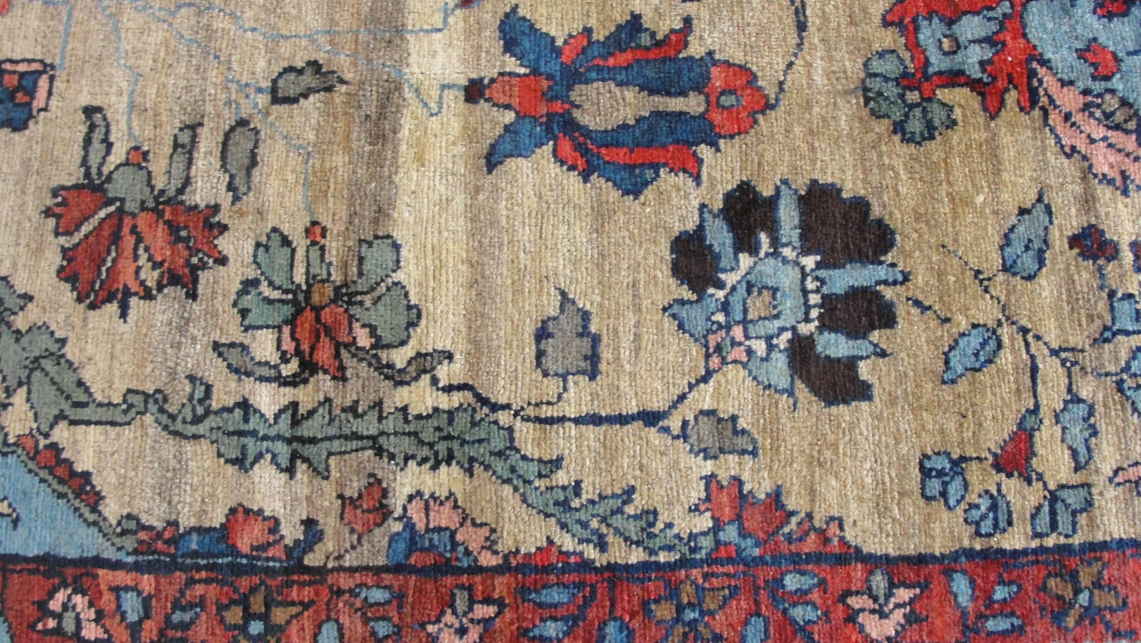 Wool Antique Persian Tabriz Carpet, 6'6