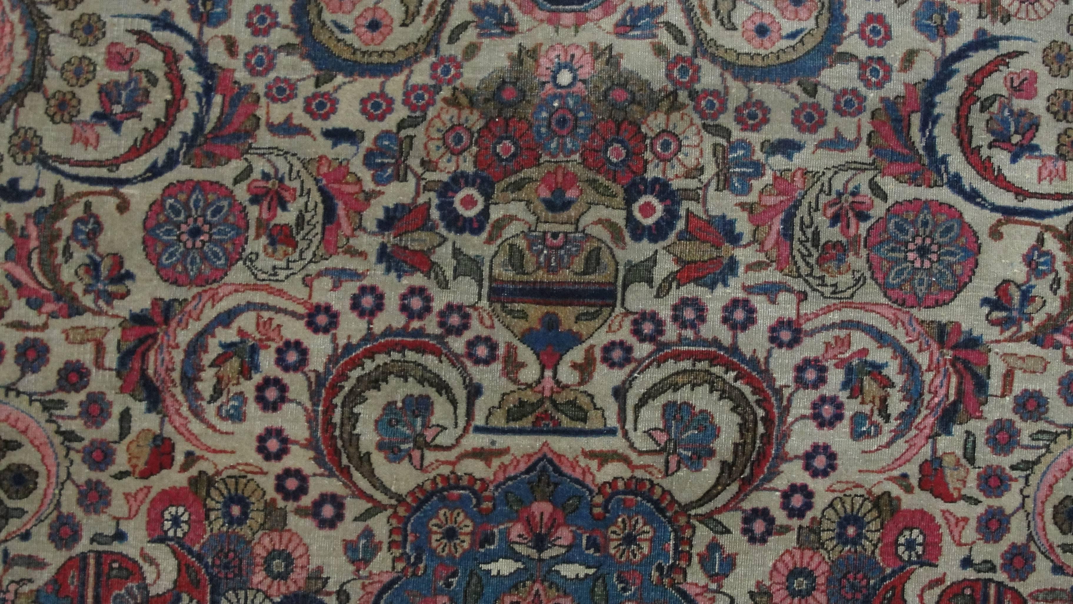 Hand-Woven Antique Persian Dabir Kashan Carpet