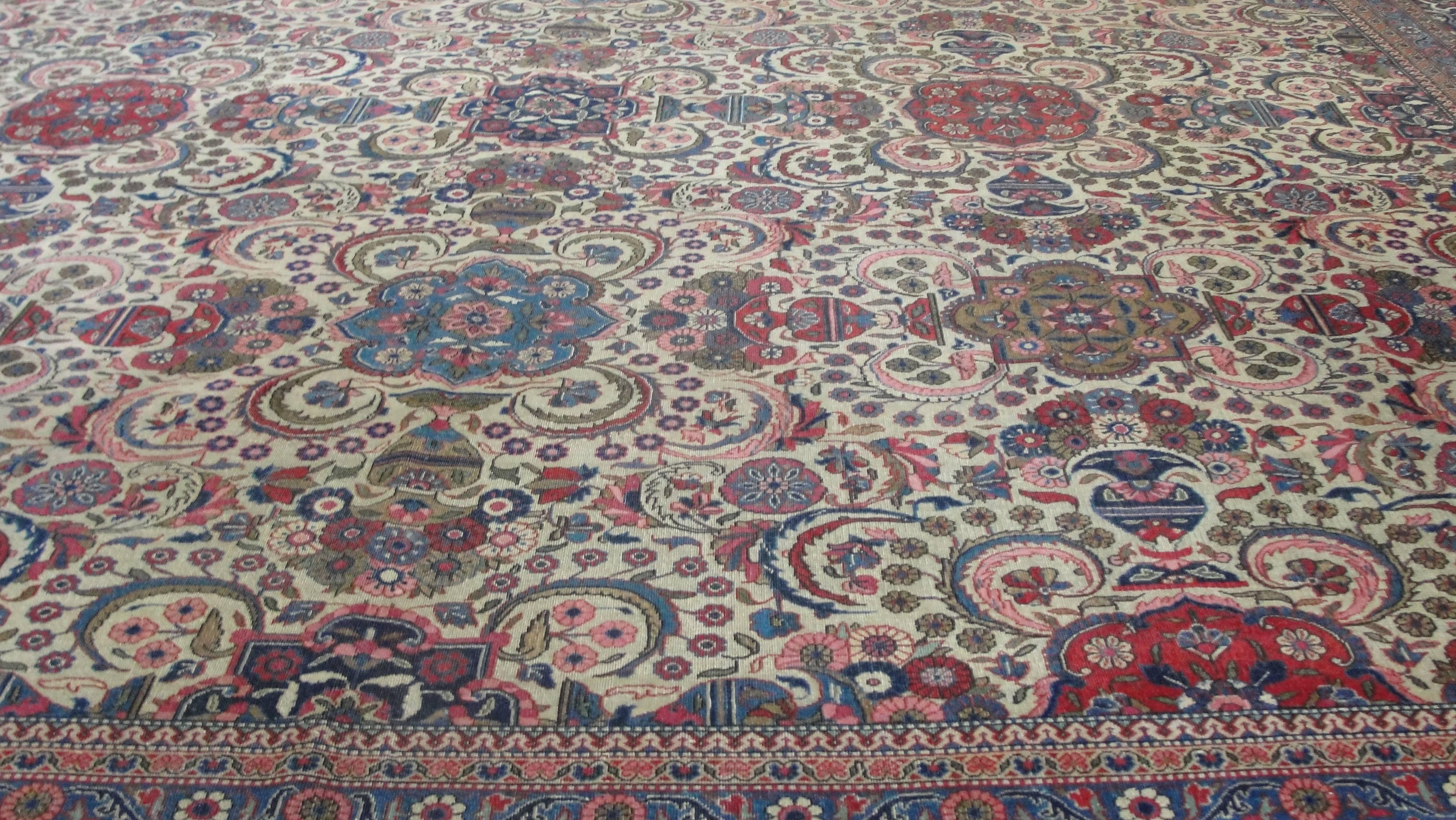 Early 20th Century Antique Persian Dabir Kashan Carpet