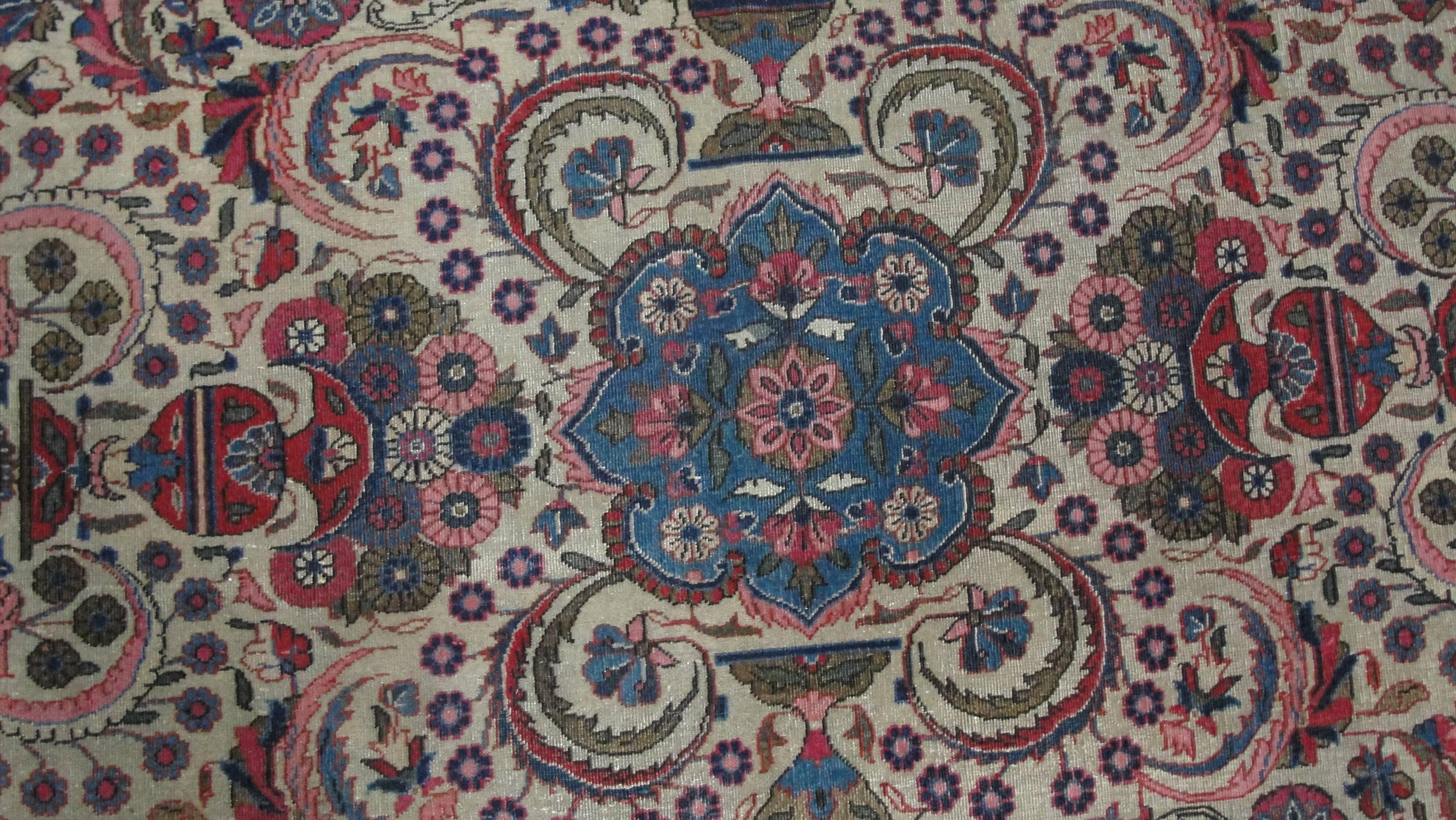 Wool Antique Persian Dabir Kashan Carpet