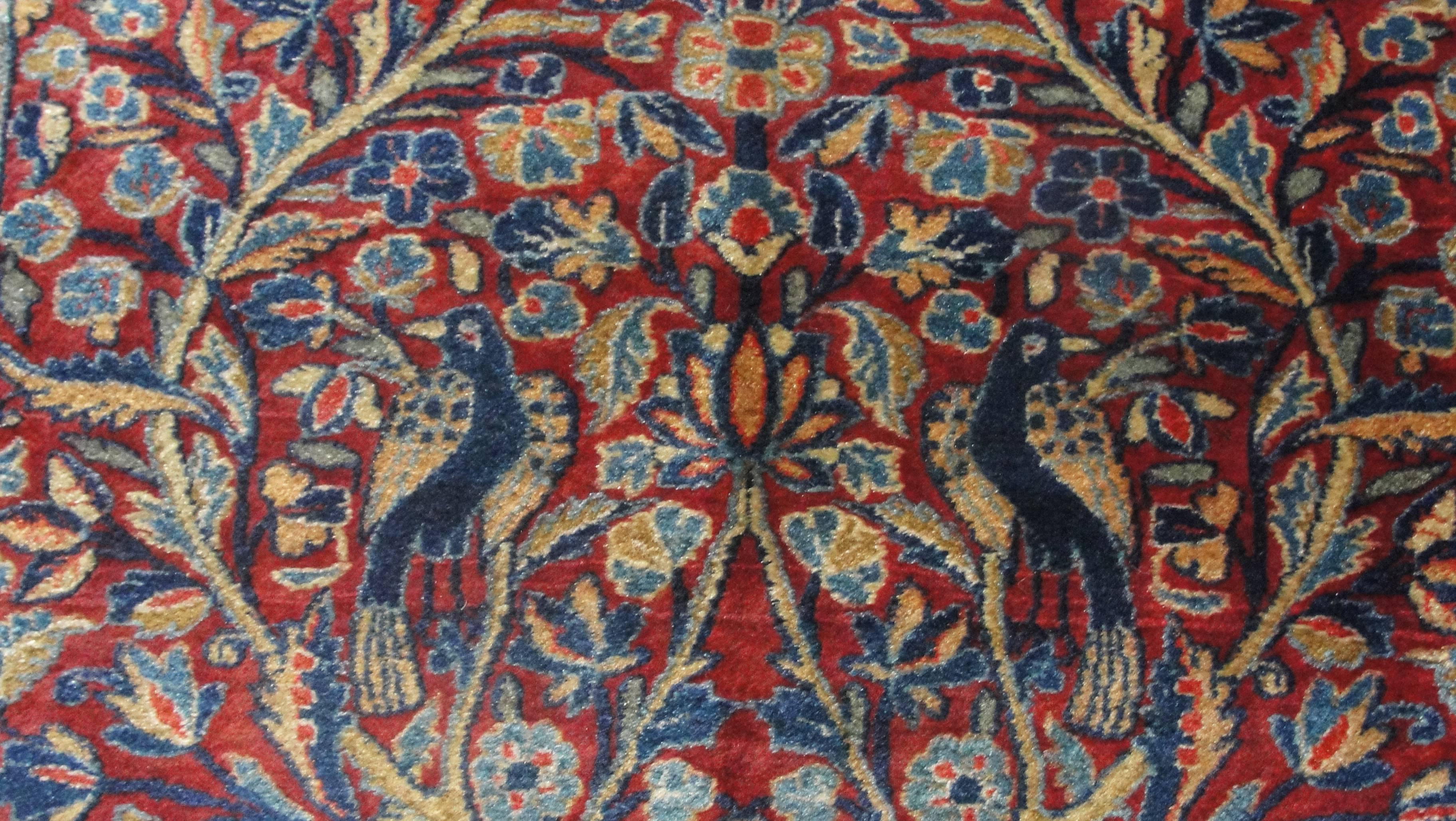 Hand-Woven Antique Three of Life Manchester Kashan Rug, 3' x 4'10