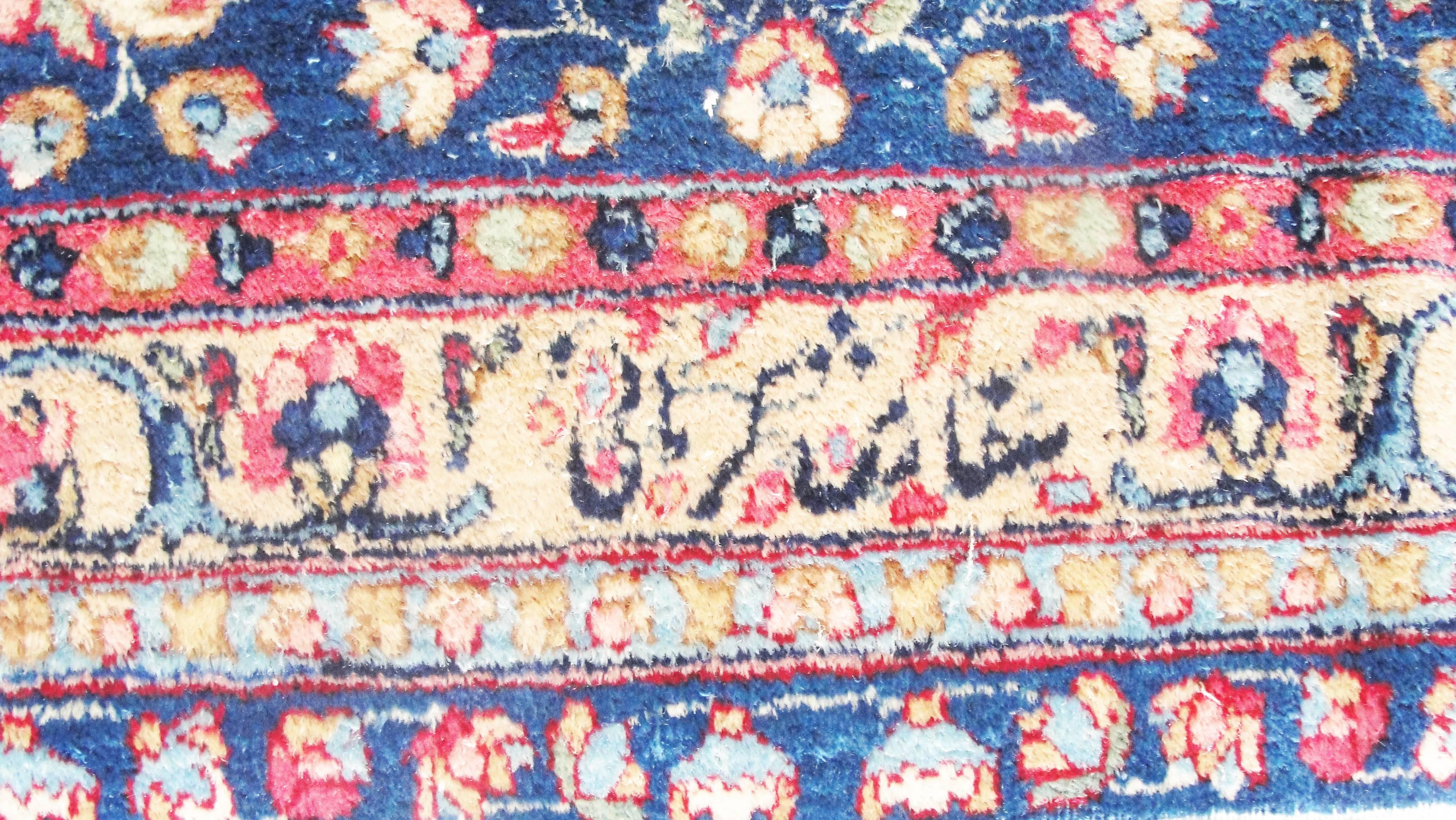 Hand-Woven Exquisite Antique Persian Royal Laver Kerman, Signed