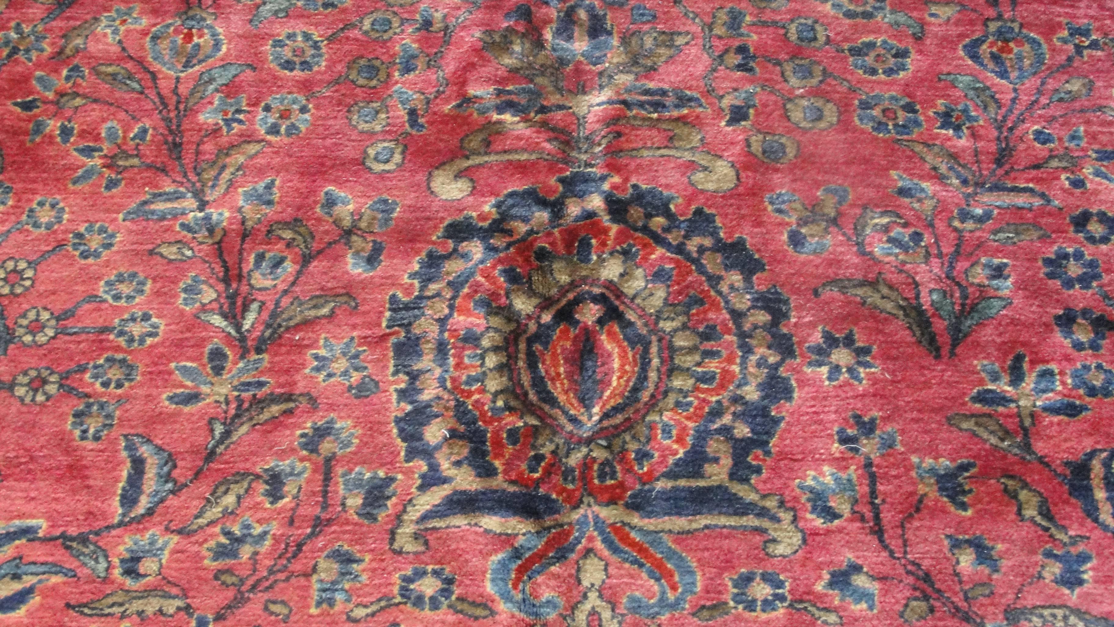 Sarouk Farahan  Antique Persian Mohajeran Sarouk Carpet,  11'8