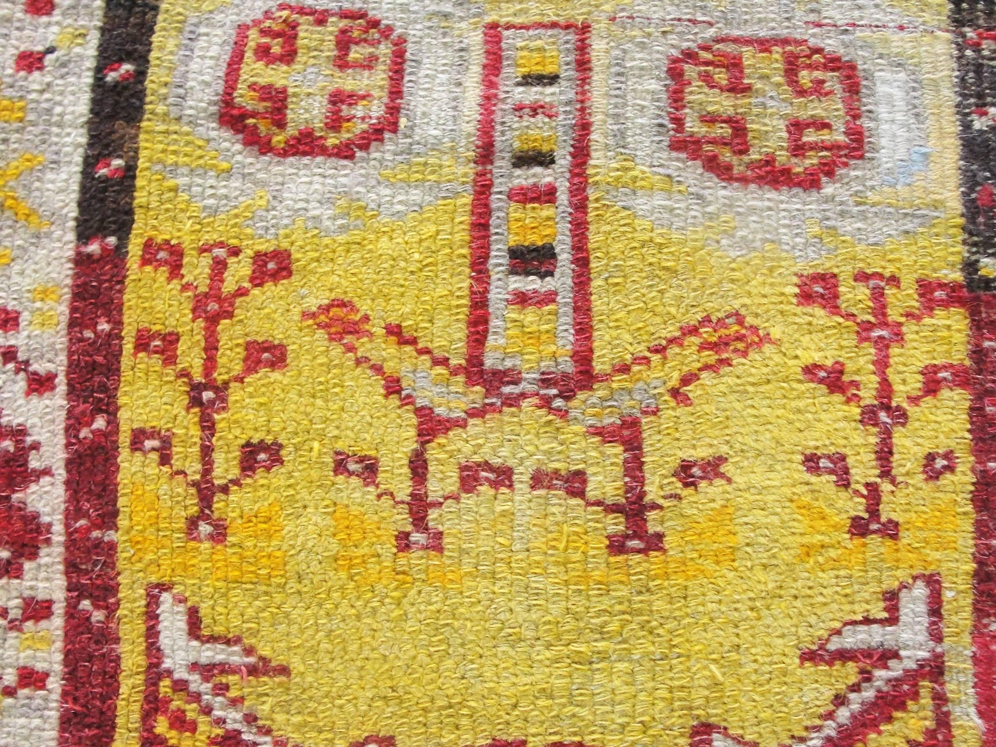 Hand-Woven  Antique Anatolian Oushak Rug, 3'3