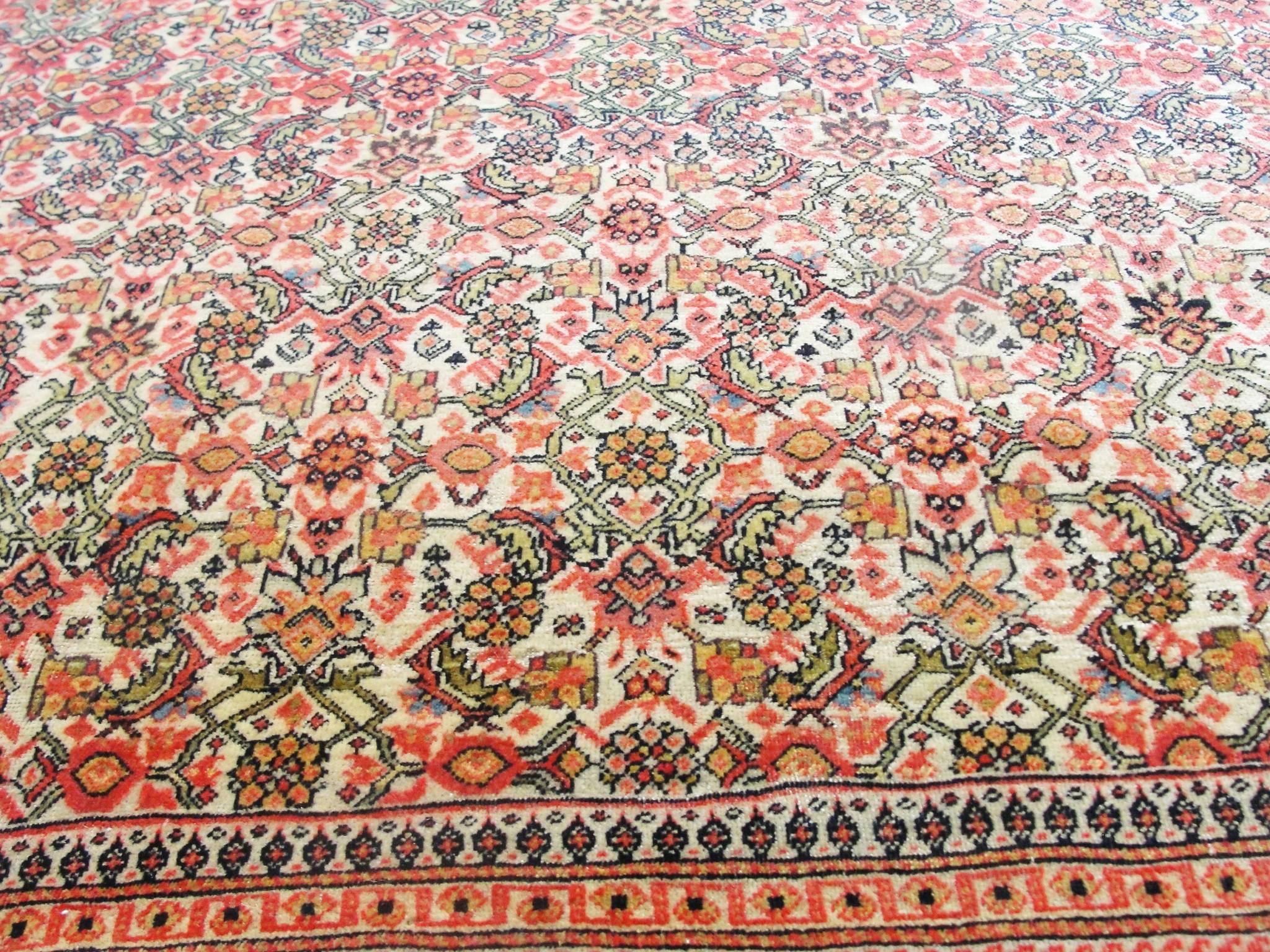 Hand-Woven  Antique Persian Sarouk Feraghan Rug, Fine 3'11