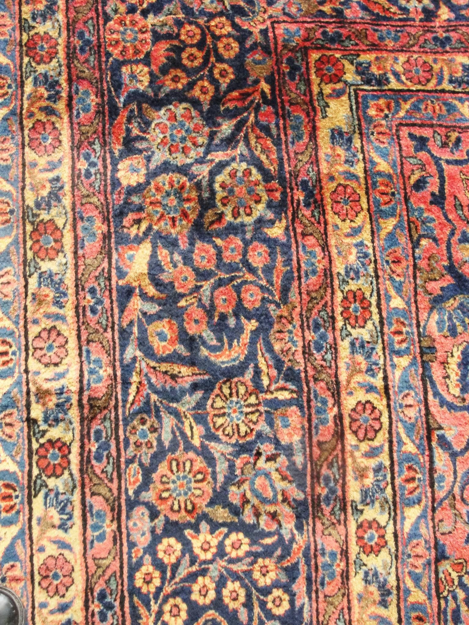 Wool  Antique Persian Manchester Kashan Carpet, Signed