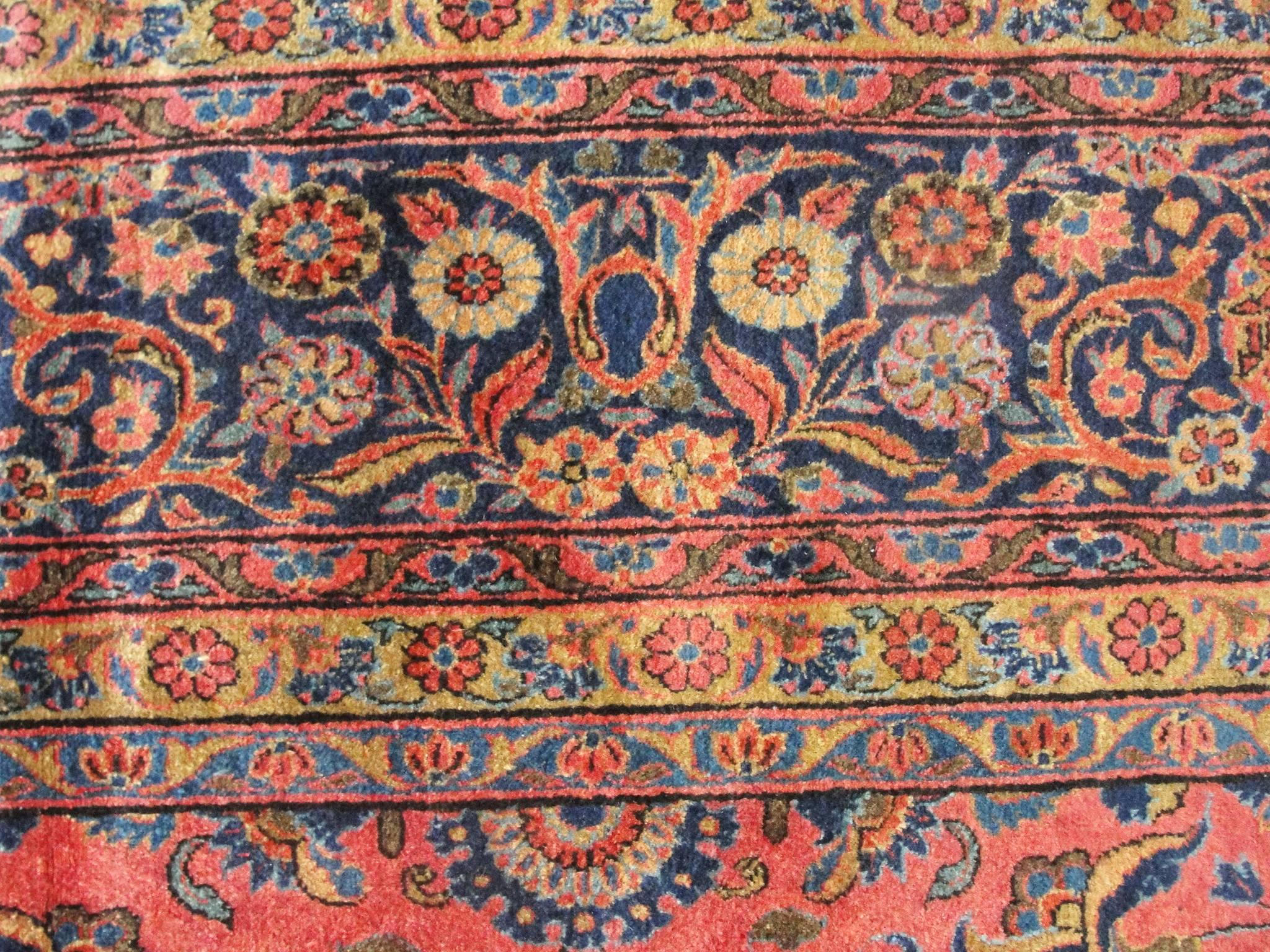  Antique Persian Manchester Kashan Carpet, Signed 1