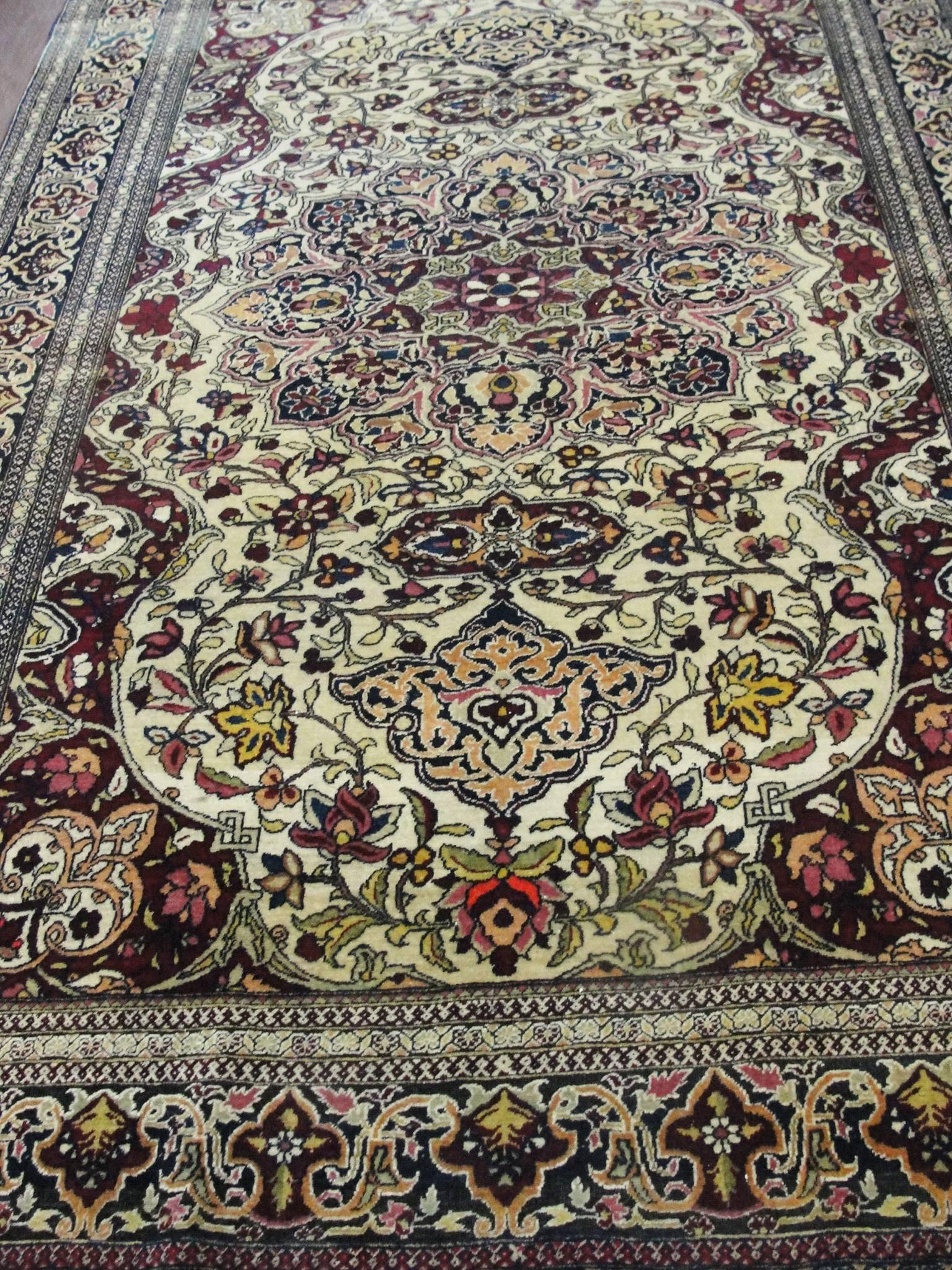 Hand-Woven Outstanding Antique Isfahan Ahmad Rug For Sale