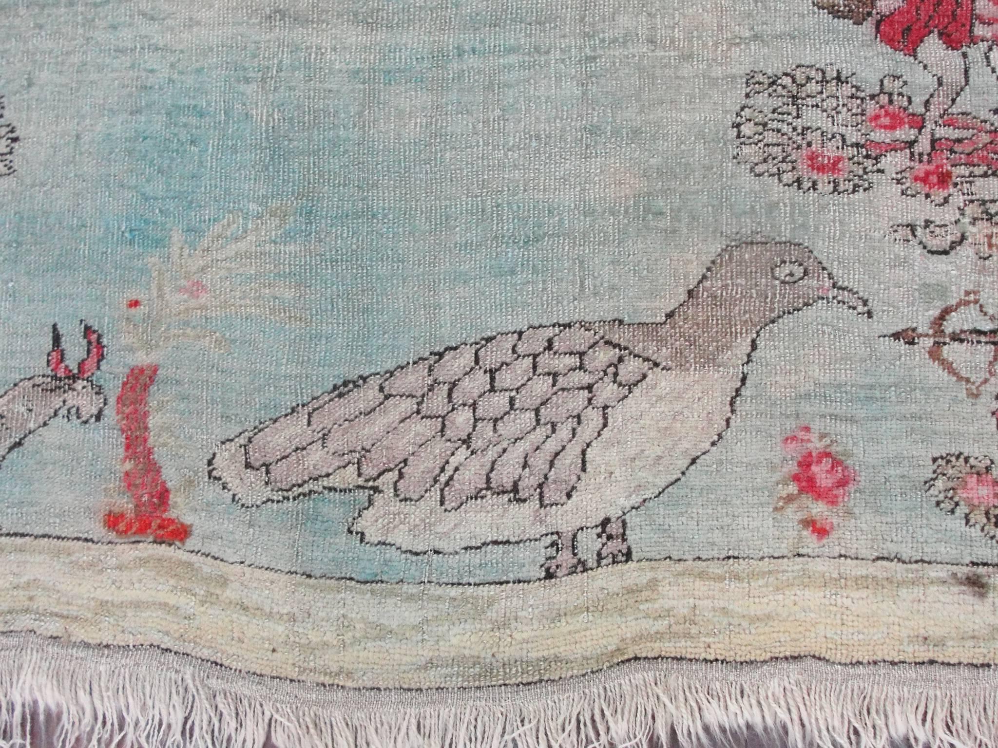 Wool Antique Pictural Oushak Rug, 4'7