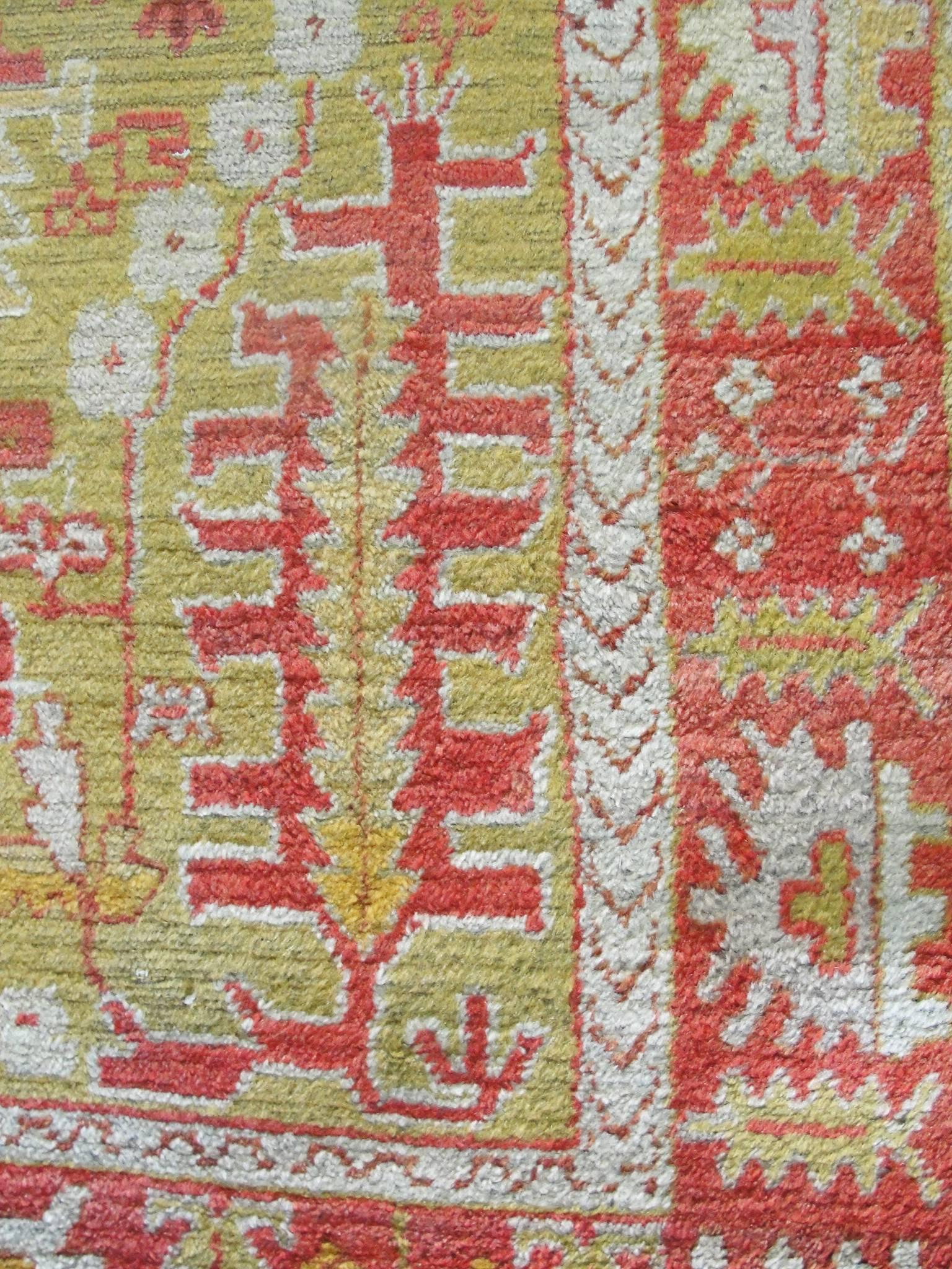 Antiker türkischer Oushak Teppich, um 1900, kostenloser Versand (Handgewebt) im Angebot