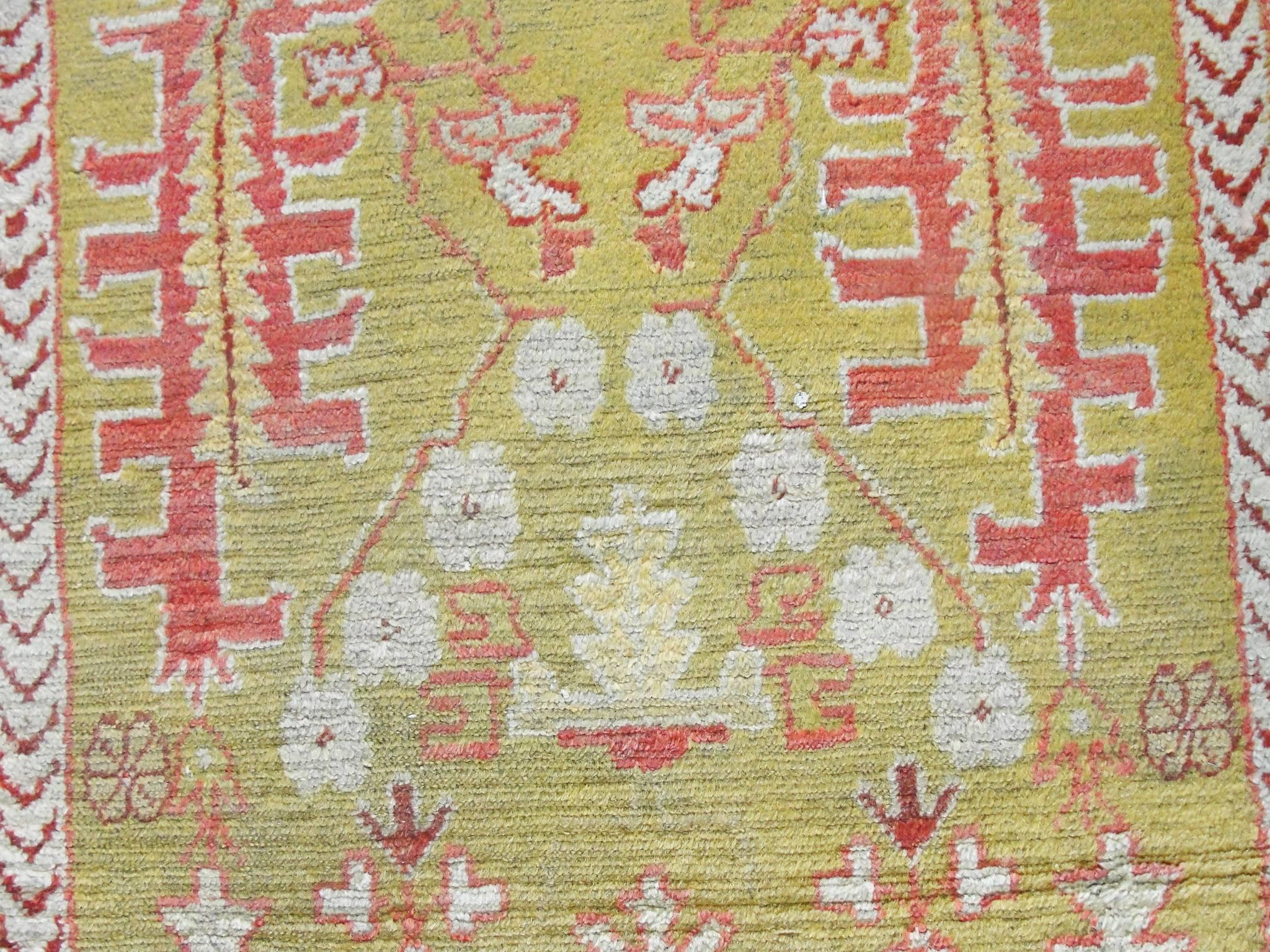  Antiker türkischer Oushak Teppich, um 1900, kostenloser Versand (Wolle) im Angebot