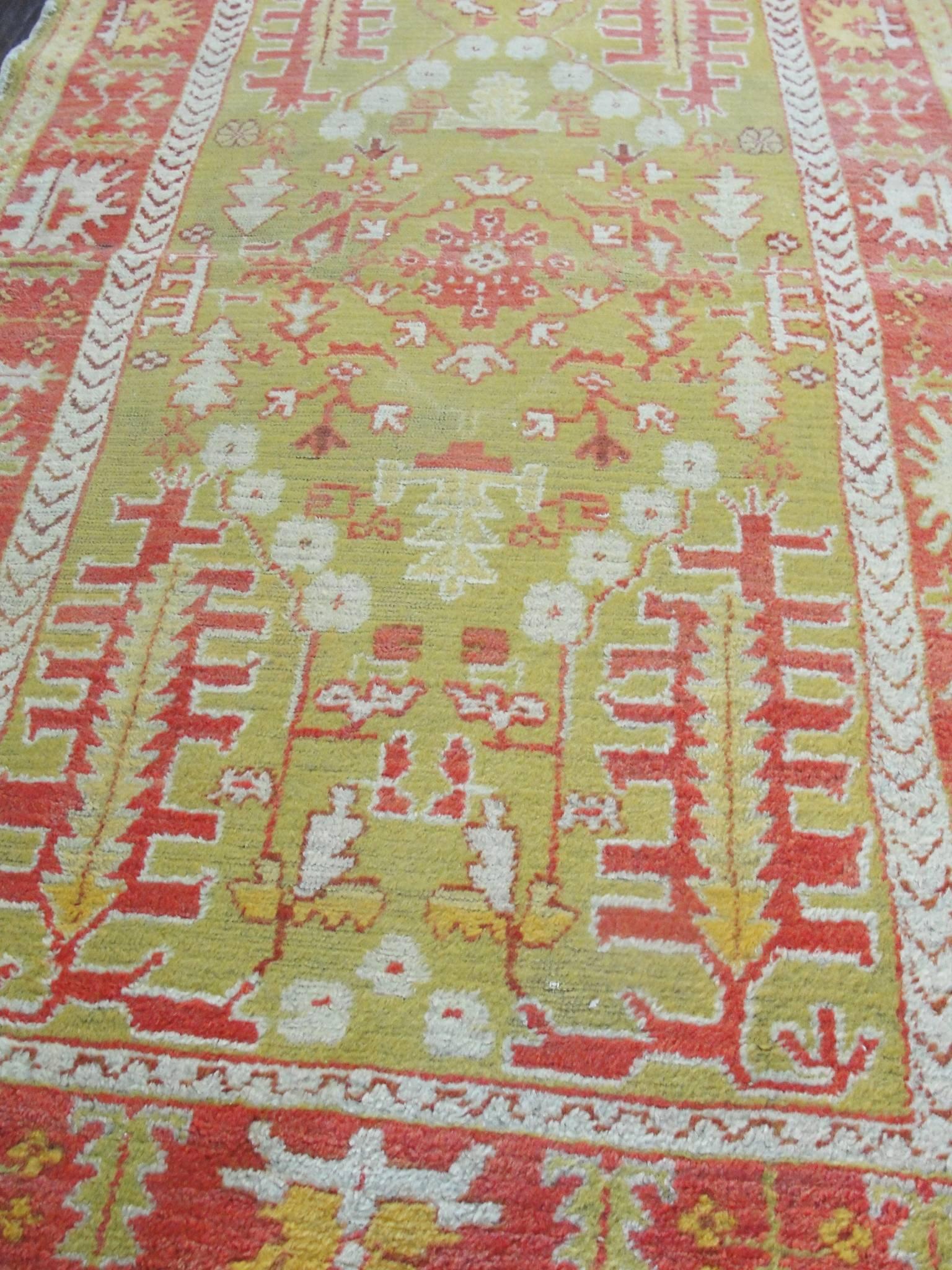  Antiker türkischer Oushak Teppich, um 1900, kostenloser Versand im Angebot 2