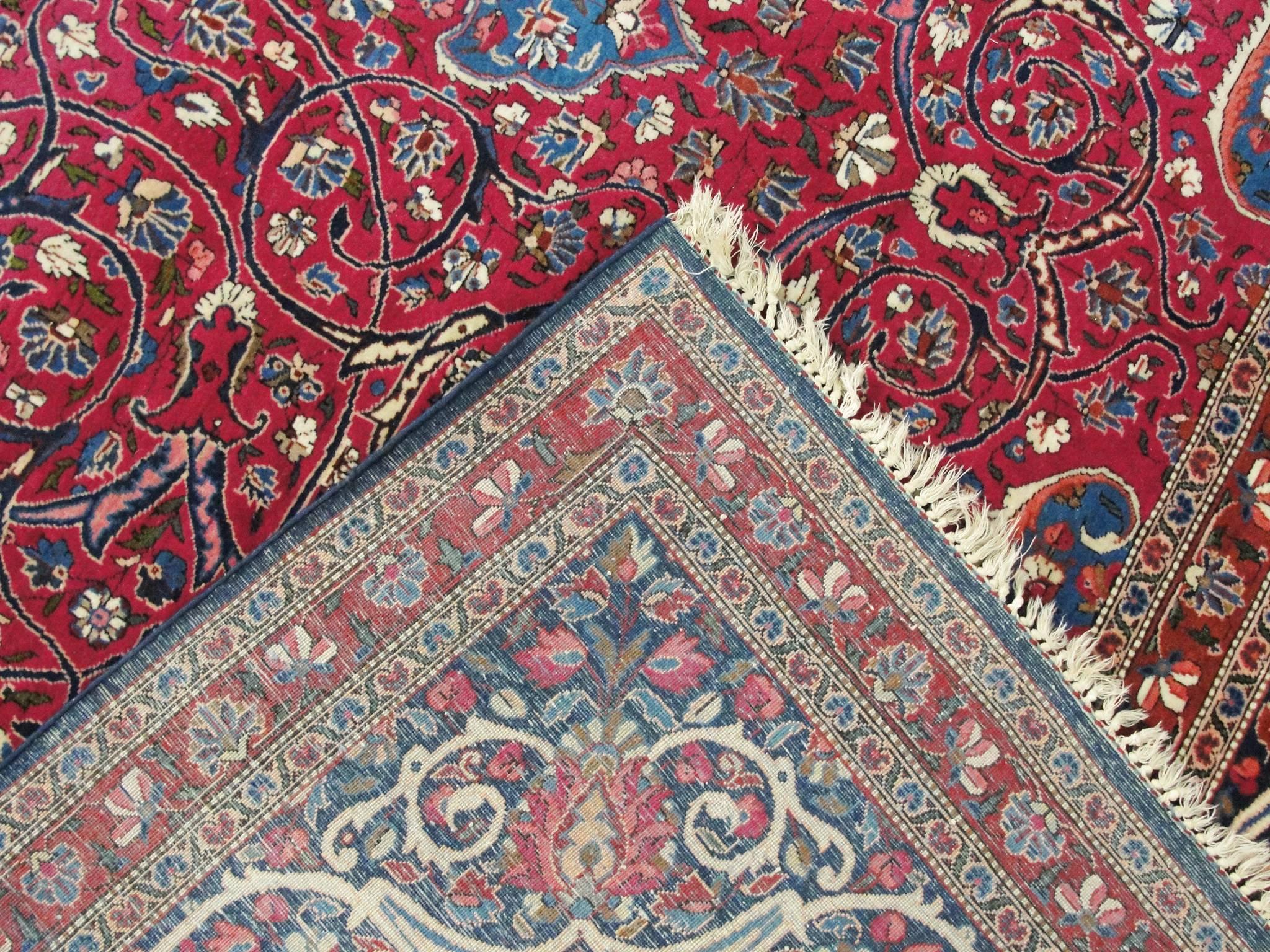 Persian Fine Antique Dabir Kashan, Unusual Color For Sale