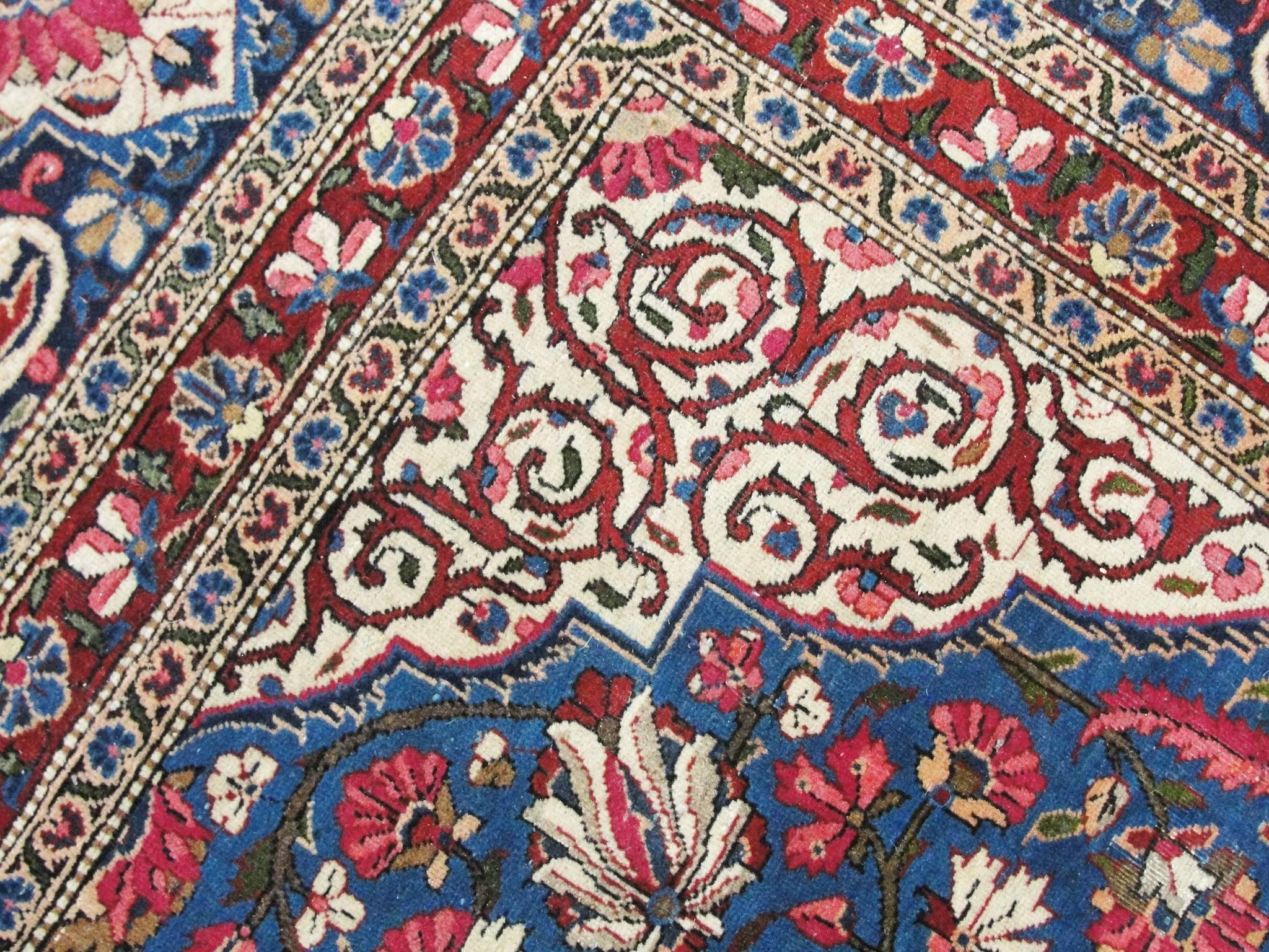 Hand-Woven Fine Antique Dabir Kashan, Unusual Color For Sale