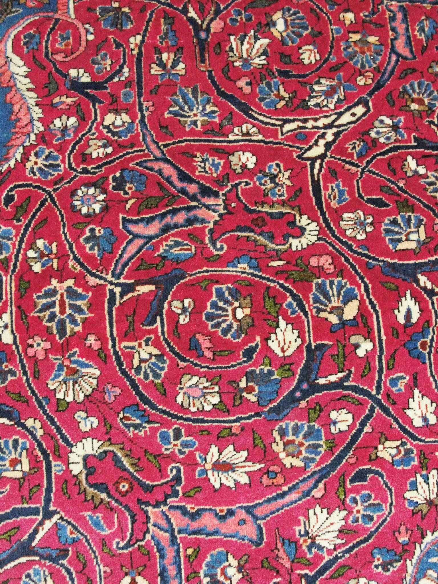 Wool Fine Antique Dabir Kashan, Unusual Color For Sale