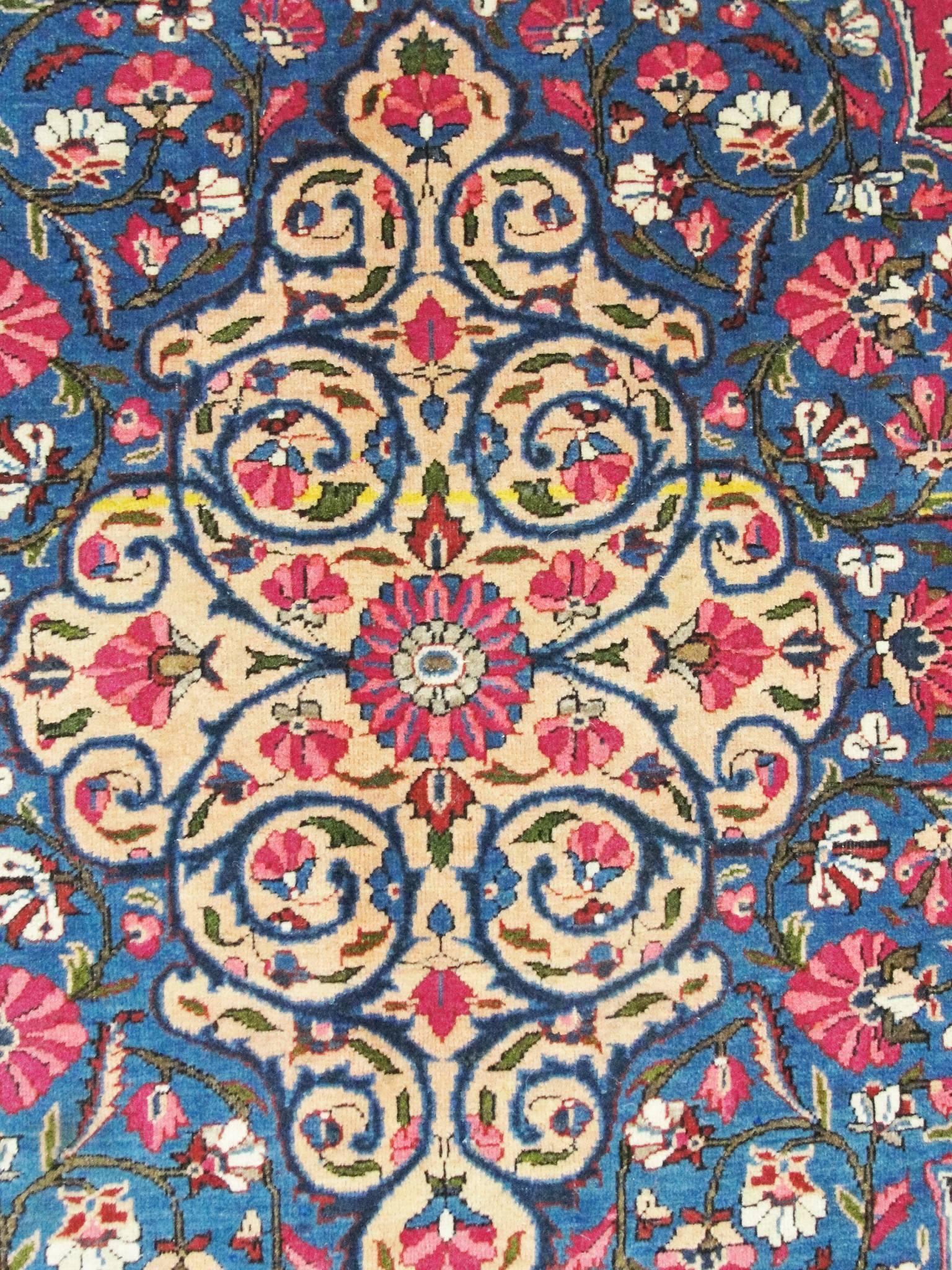 Fine Antique Dabir Kashan, Unusual Color For Sale 1