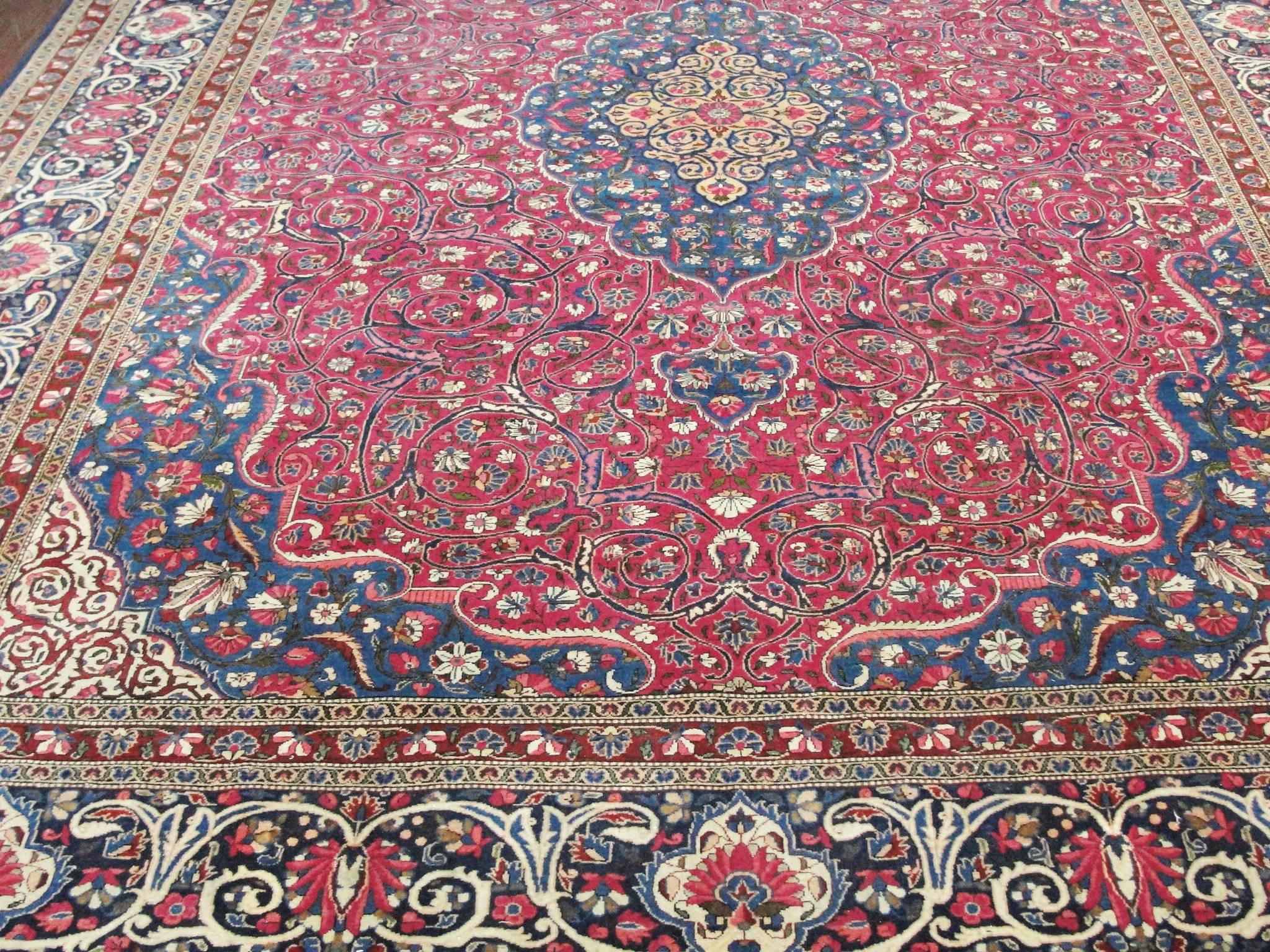 Fine Antique Dabir Kashan, Unusual Color For Sale 3