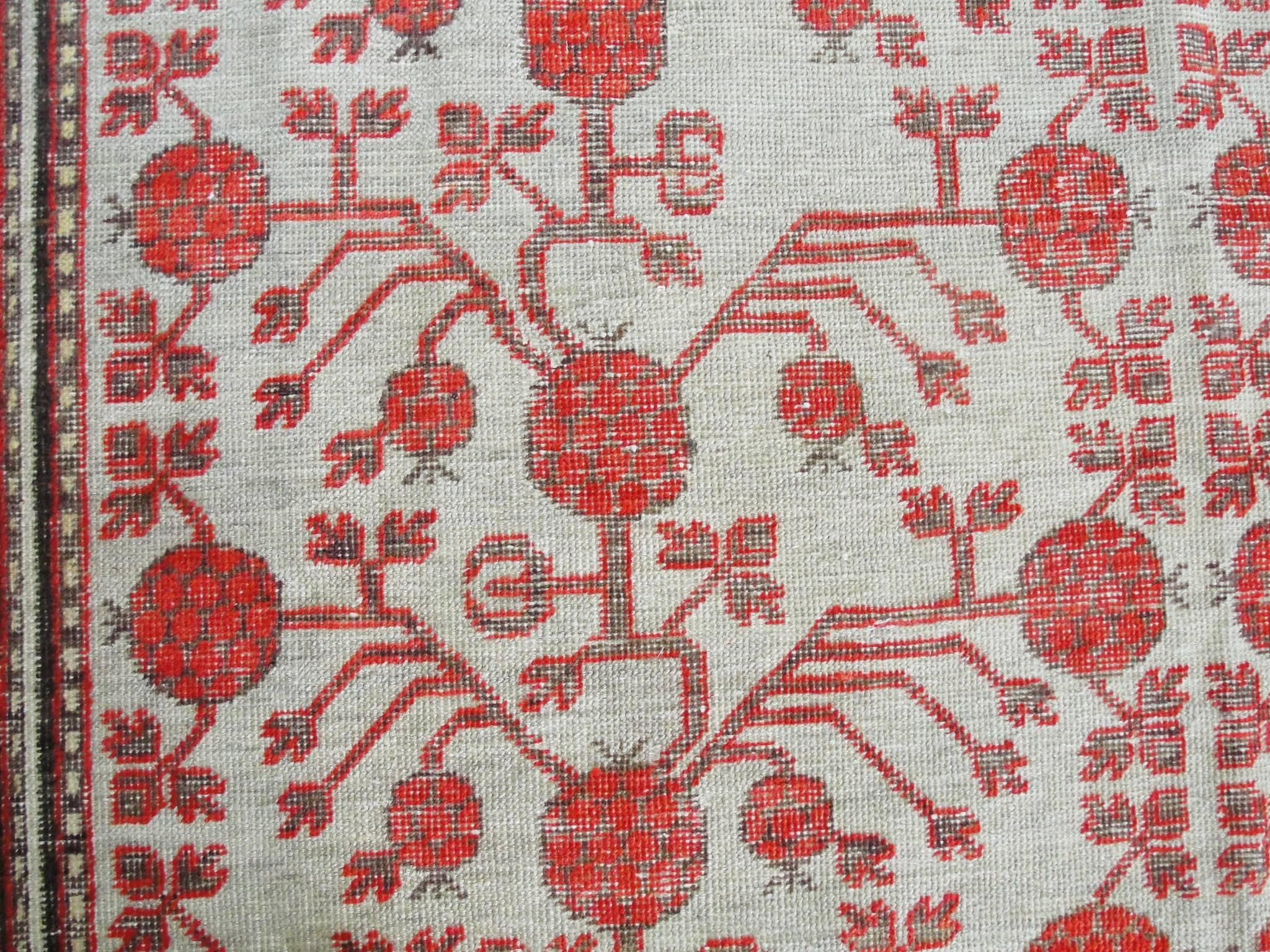Central Asian  Antique Khotan Long Carpet, 6'4