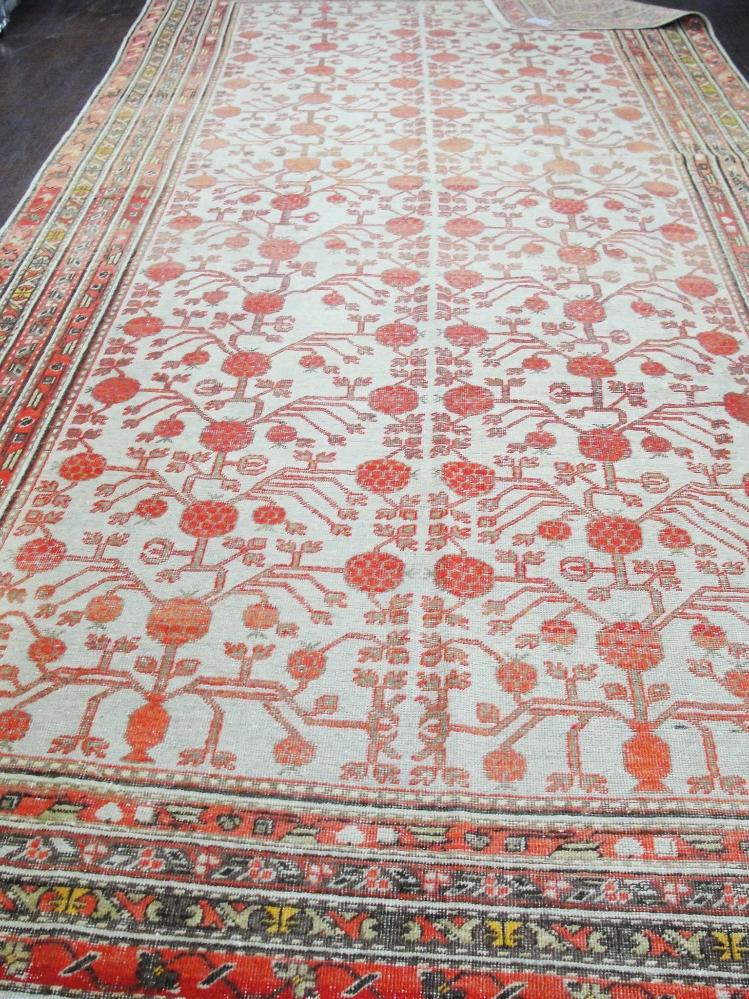 19th Century  Antique Khotan Long Carpet, 6'4