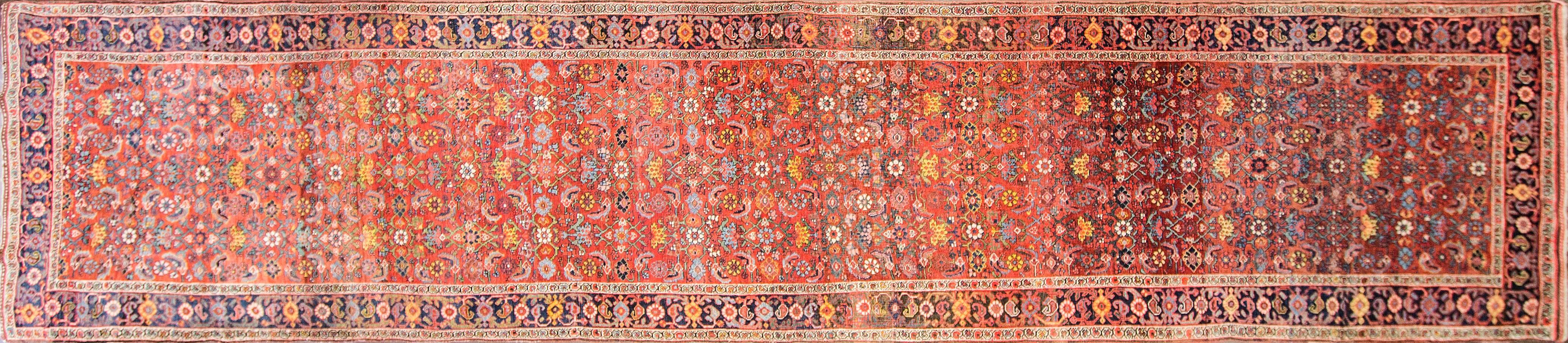 These rugs are very heavy in relation to their size and sturdy and sometimes impossible to fold them because of their knotting technique. The material is wool knotted on wool foundation and the wool dyed with vegetable colors.
This rug made in