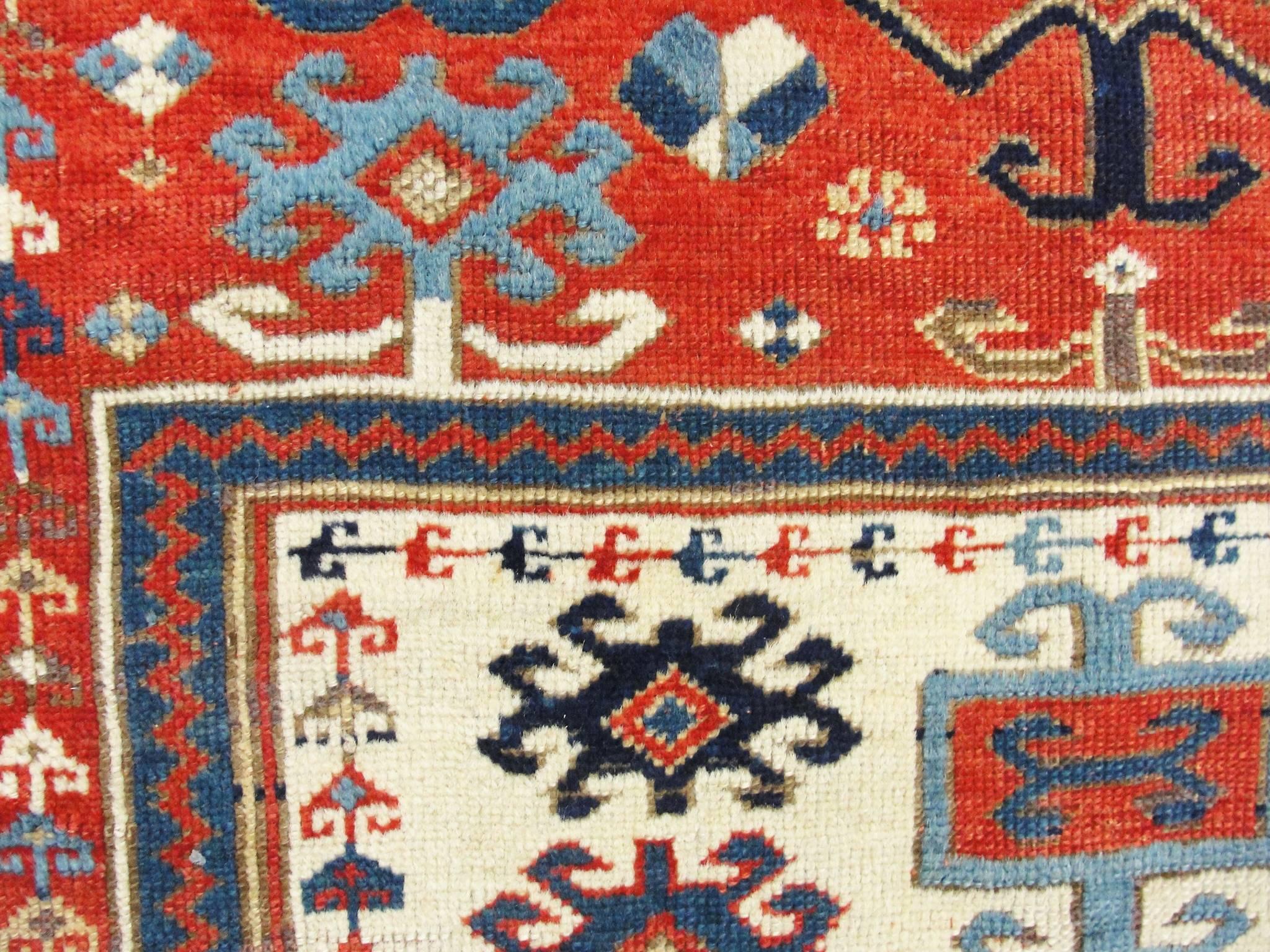 Antique Caucasian Kazak Prayer Rug, 3'1