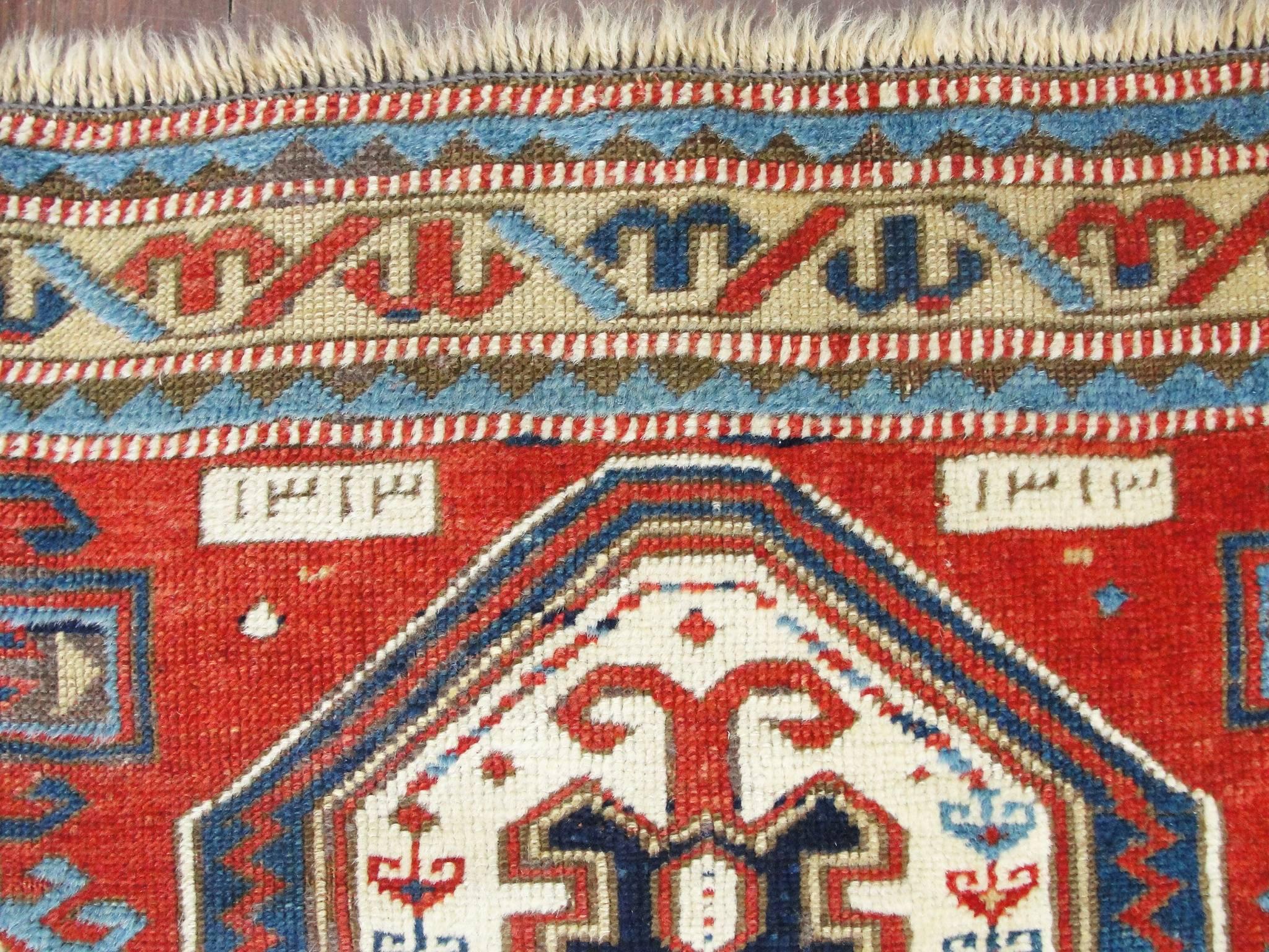 Wool Antique Caucasian Kazak Prayer Rug, 3'1