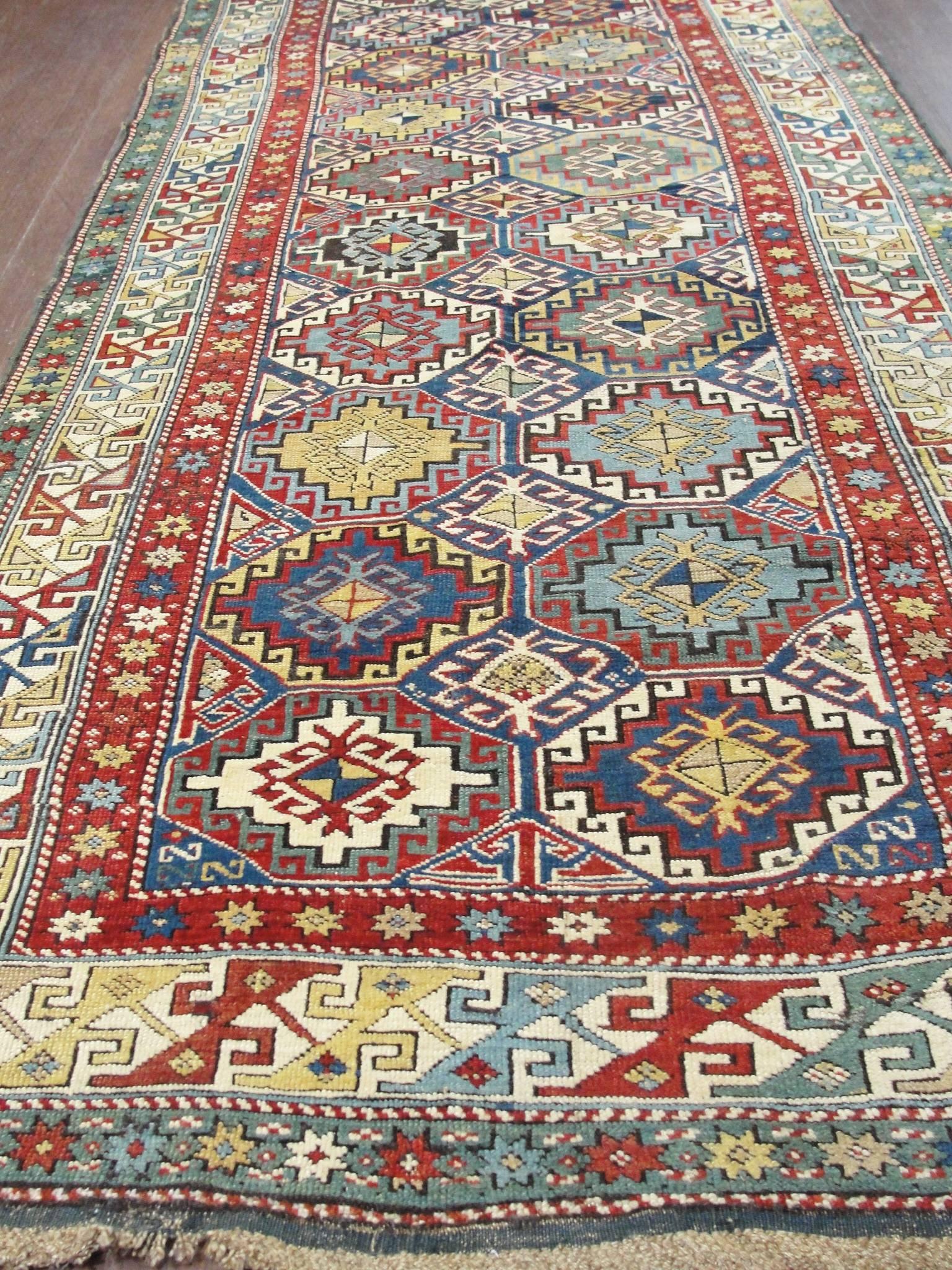 19th Century  Antique Kuba/Shirvan/Caucasian Rug, 3'8