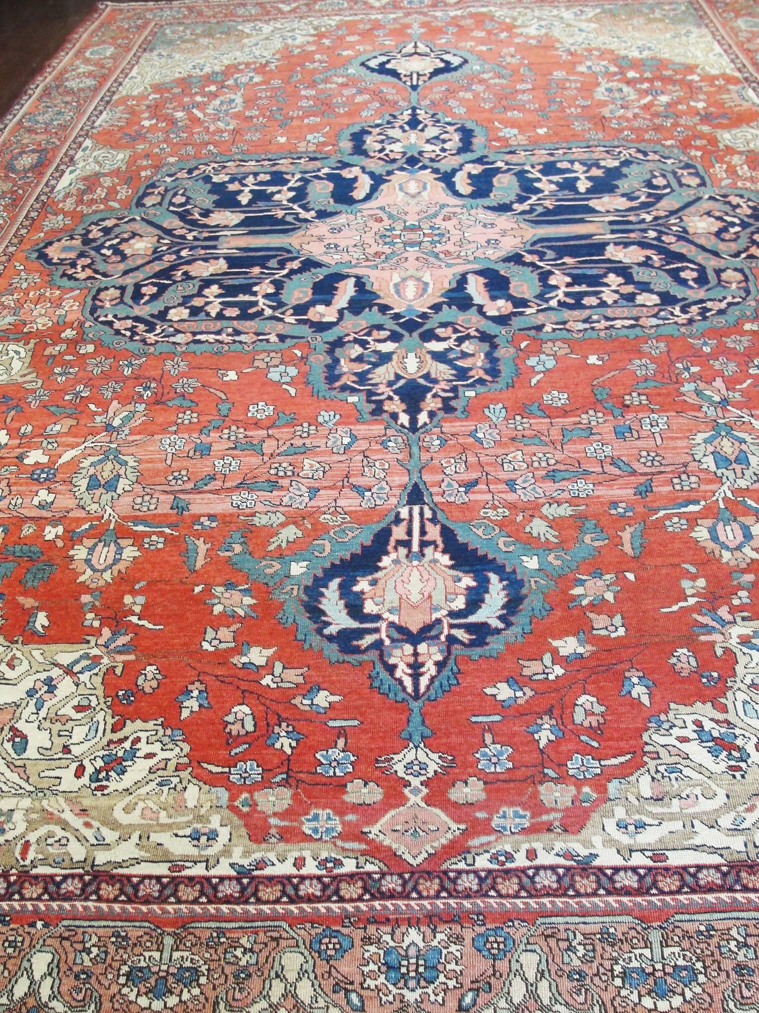 Antique Persian Feraghan Sarouk Carpet, 7' x 10'6