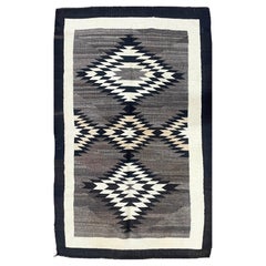 Antique Navajo Crystal / Two Grey Hills Transitional Natural-Wool Rug, 3'6" × 5'