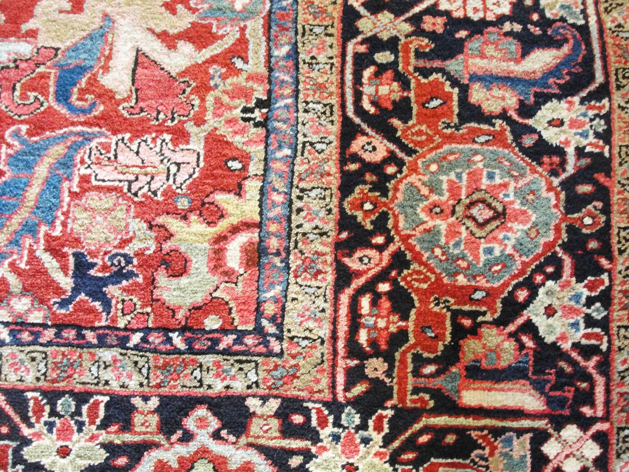 Wool Antique Persian  Dragon Heriz/Serapi Carpet, 7'7