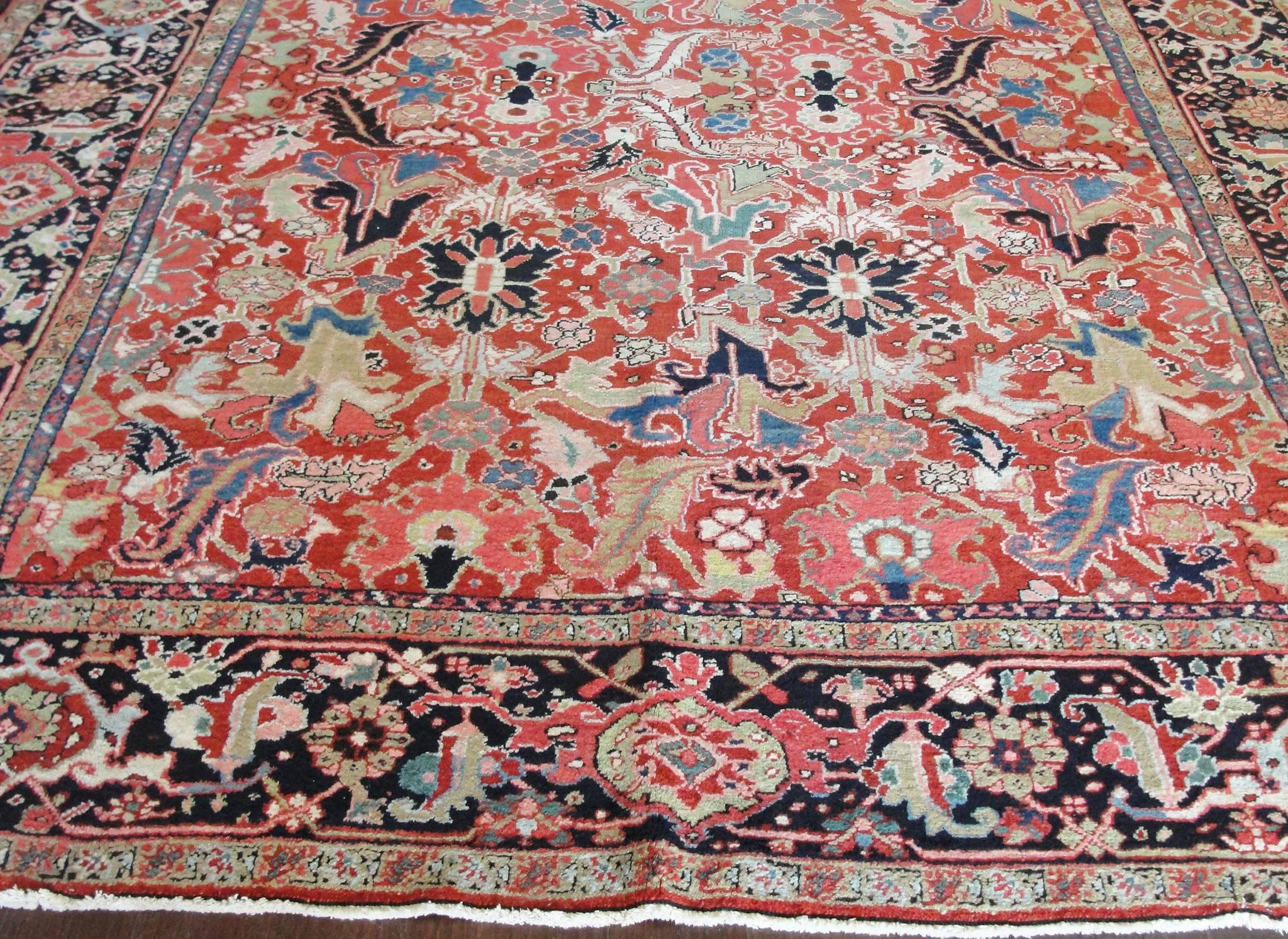 Antique Persian  Dragon Heriz/Serapi Carpet, 7'7