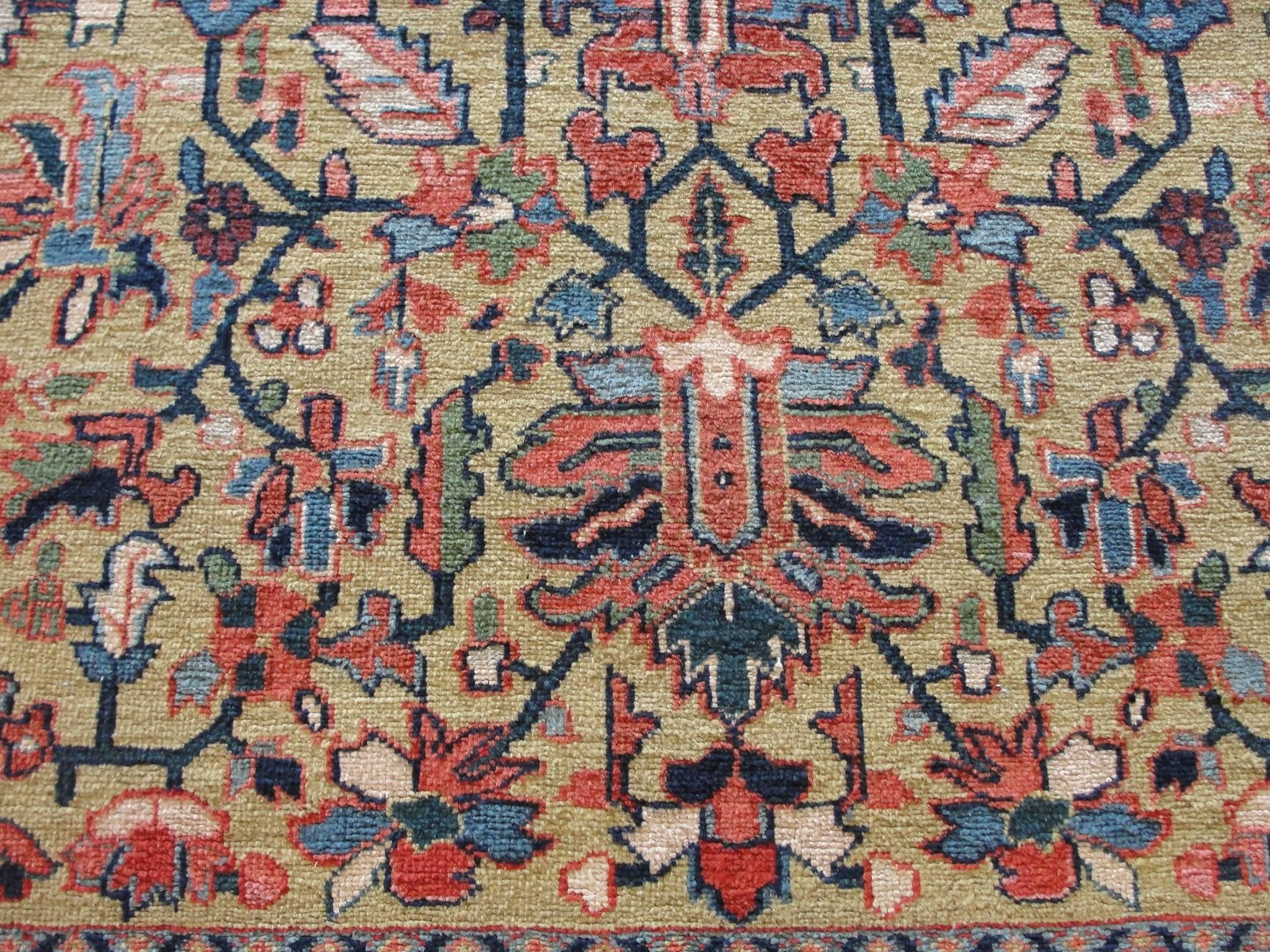 Hand-Woven Gorgeous Antique Heriz Carpet