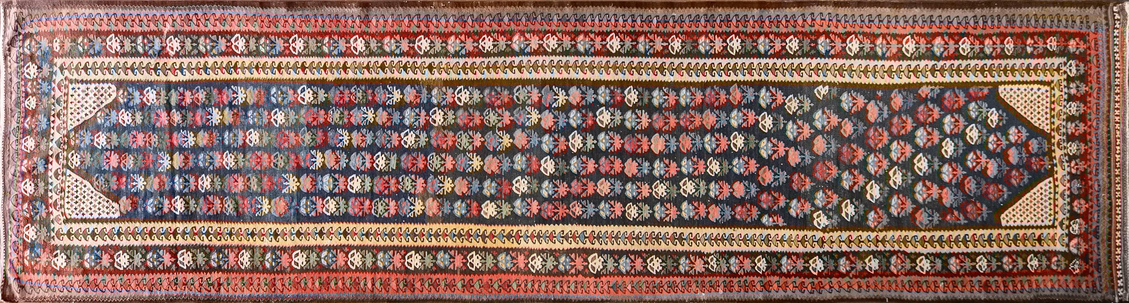 Soumak is a tapestry technique of weaving strong and decorative textiles used as rugs and domestic bags. Baks used for bedding are known as Soumak Mafrash. Soumak is a type of flat-weave, somewhat resembling but stronger and thicker than Kilim, with