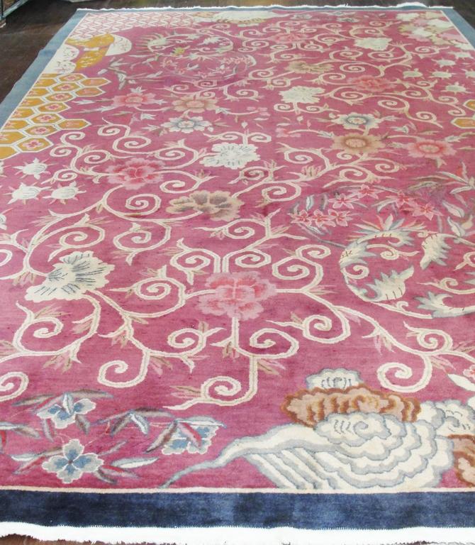 Antique Art Deco Chinese Oriental Rug, Unusual Design at 1stDibs