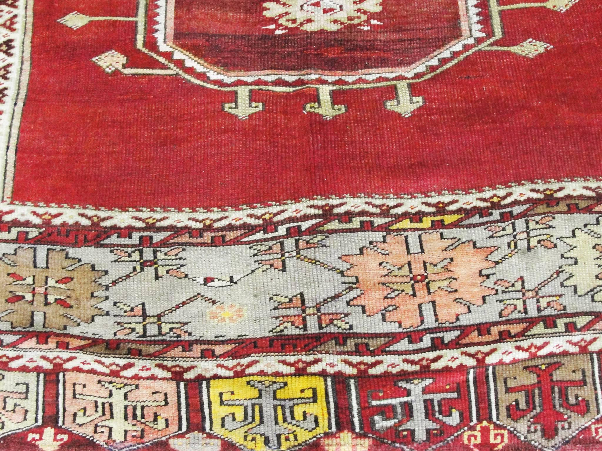 Wool Antique Kirshehir Oushak Turkish Gallery or Runner Size