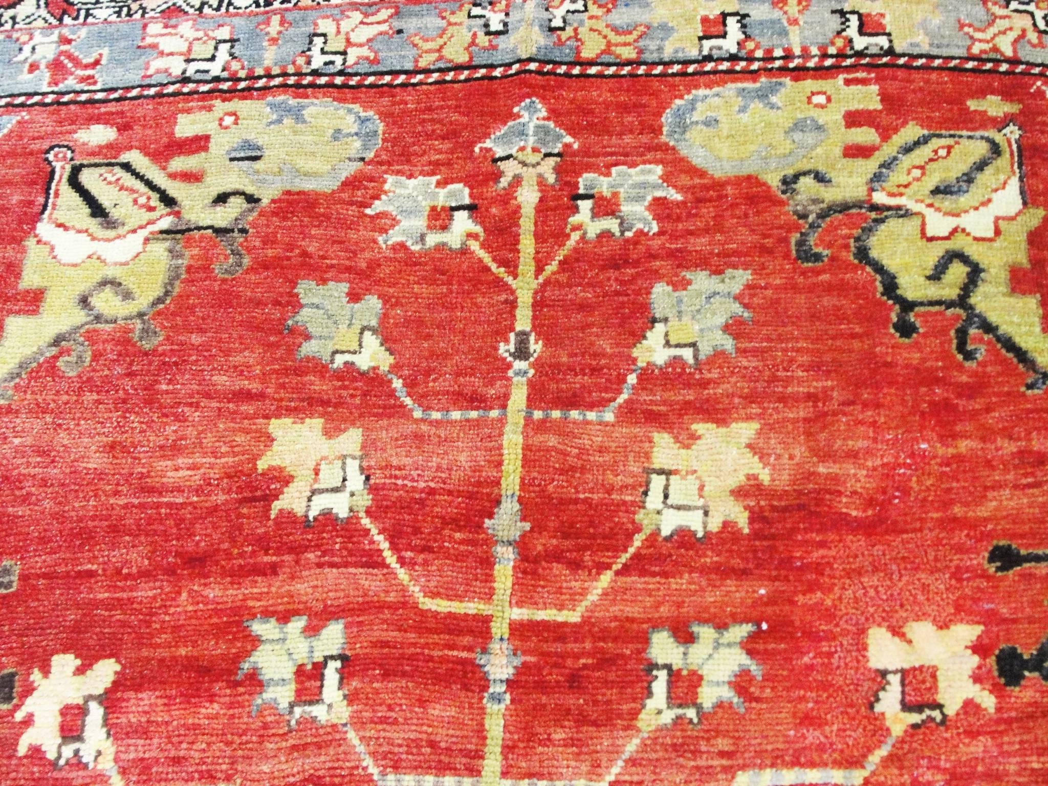 Hand-Woven Oushak Tree of Life Rug
