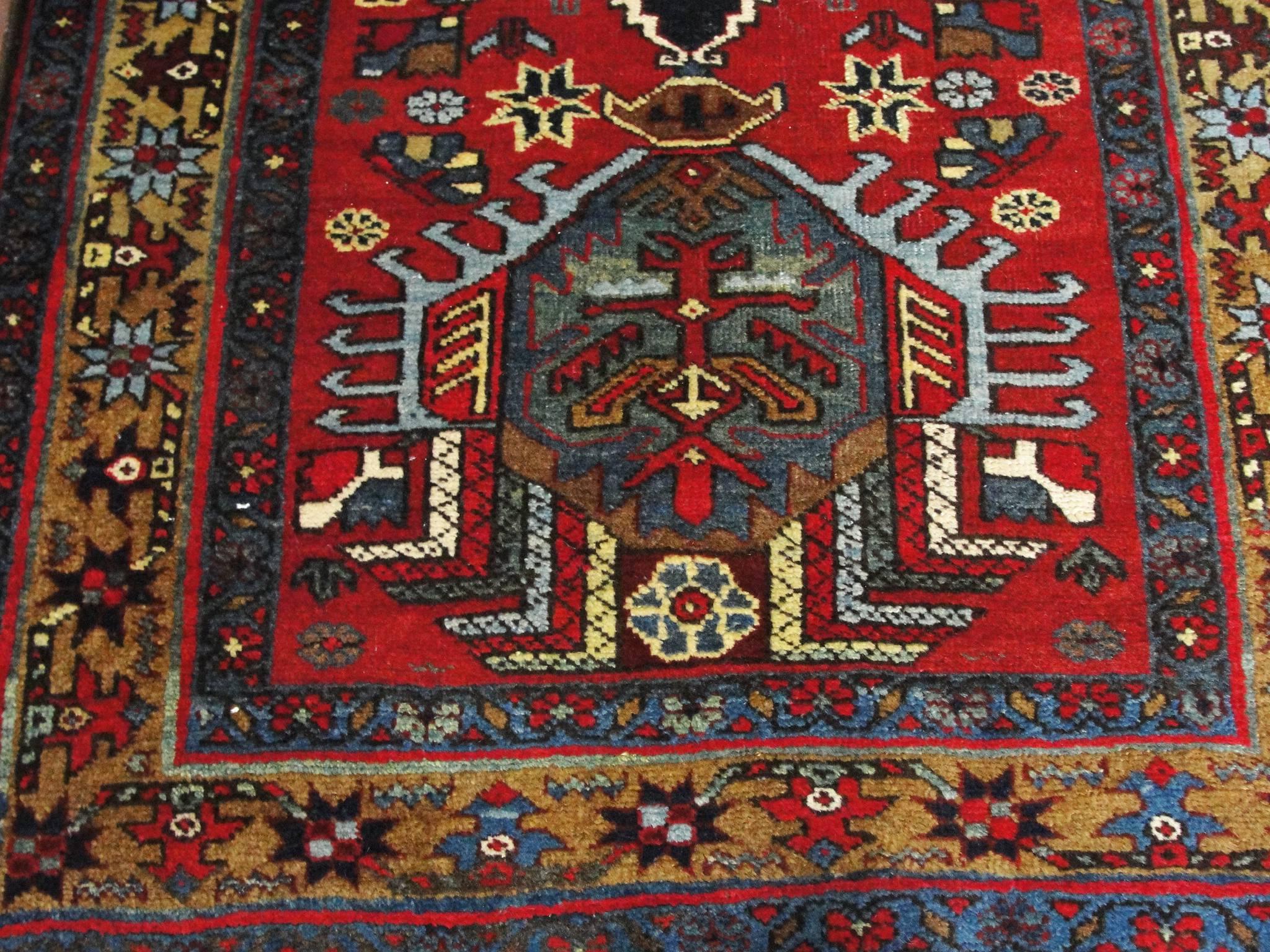 Wool Antique Persian Karaja/ Heriz Runner, 2'9