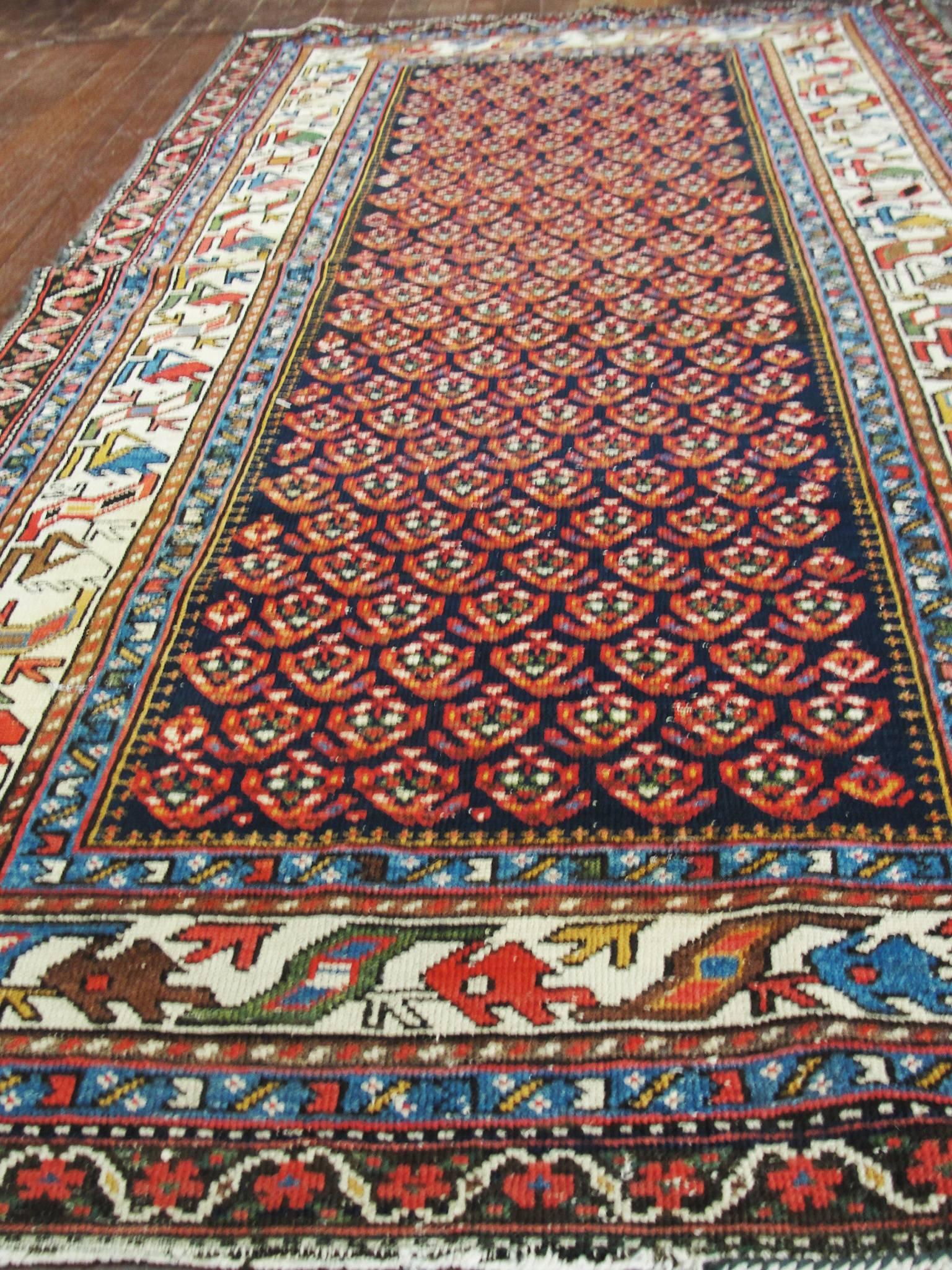 Antiker kaukasischer Teppich, 1,04 m x 2m, kostenloser Versand (Kaukasisch) im Angebot