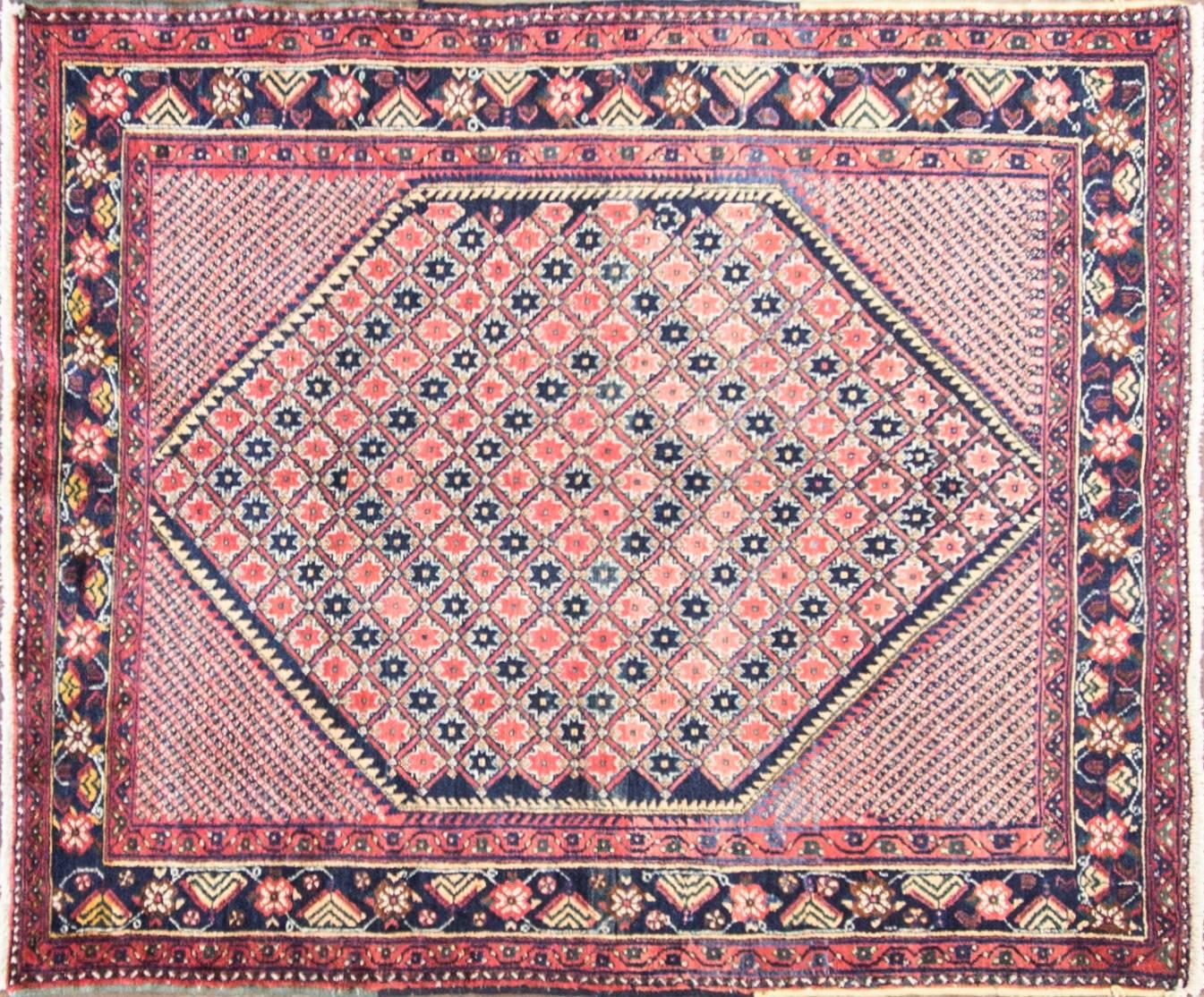 Great size almost square, unusual design and perfect condition Persian Bakhtiari rug.
The Bakhtiari tribe, based in Chahar Mahaal and Bakhtiari, is well-known for their rugs and weavings. They have been weaving rugs exported around the globe since