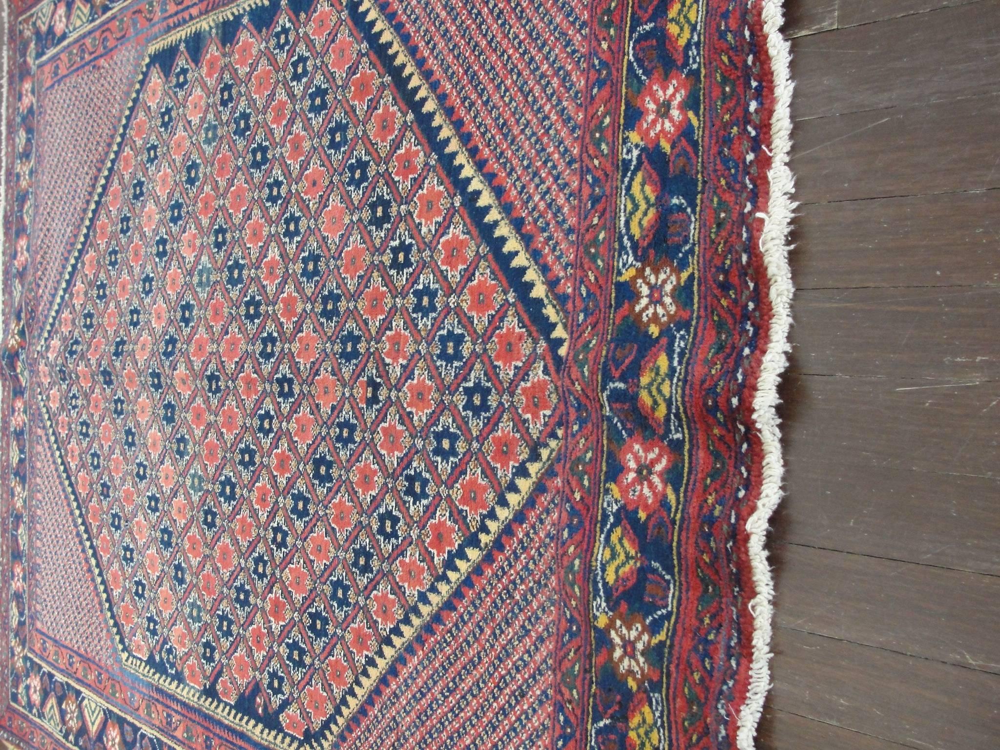 Wool Antique Persian Bakhtiari Rug, 4'7