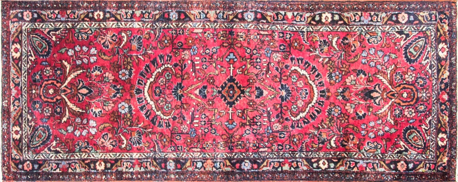 From Sultanabad region of Persia, circa 1920.
 Lilihan is one of a group of Armenian villages which makes the rugs known as Lilihan. Measures: 2'9" x 7'1".
