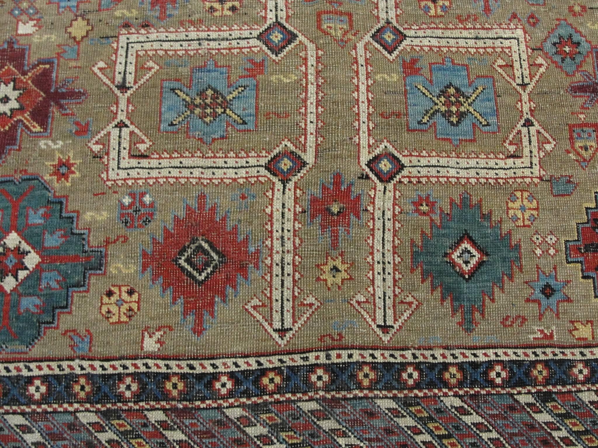 Hand-Woven Antique Shirvan, Caucasian Rug, 4'1