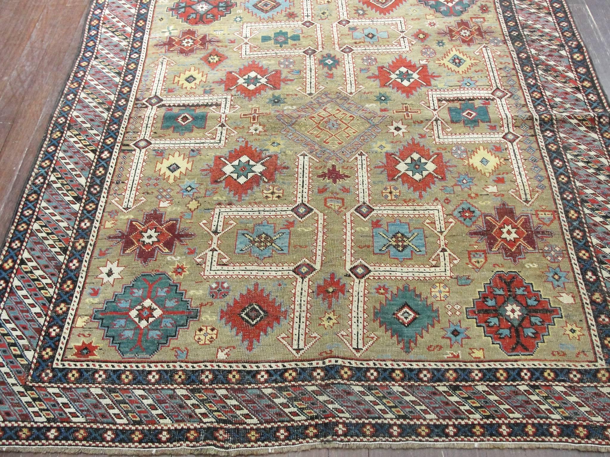 Laine Tapis caucasien ancien Shirvan, 4'1