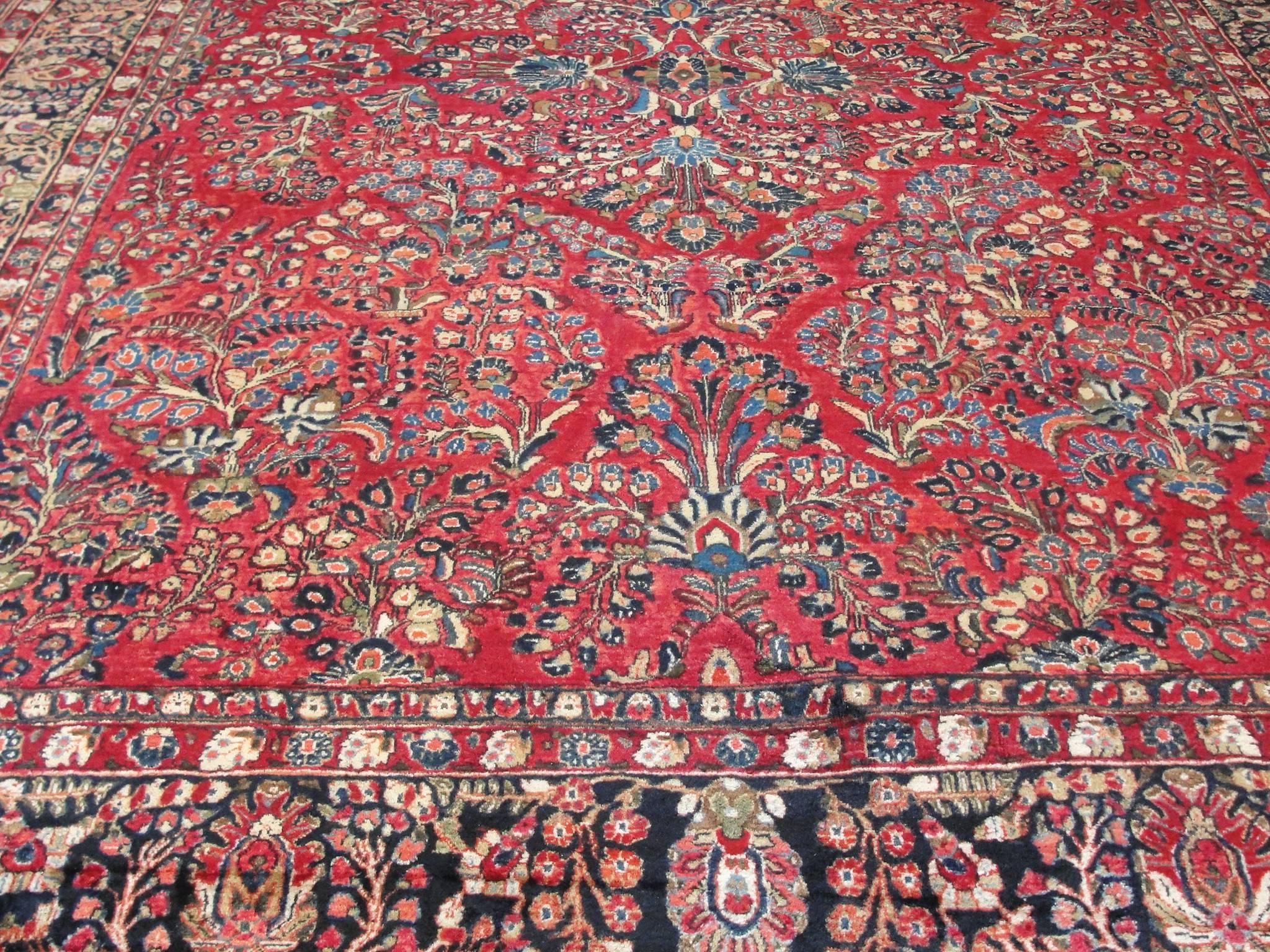 Hand-Woven Gorgeous Persian Sarouk Carpet, circa 1920