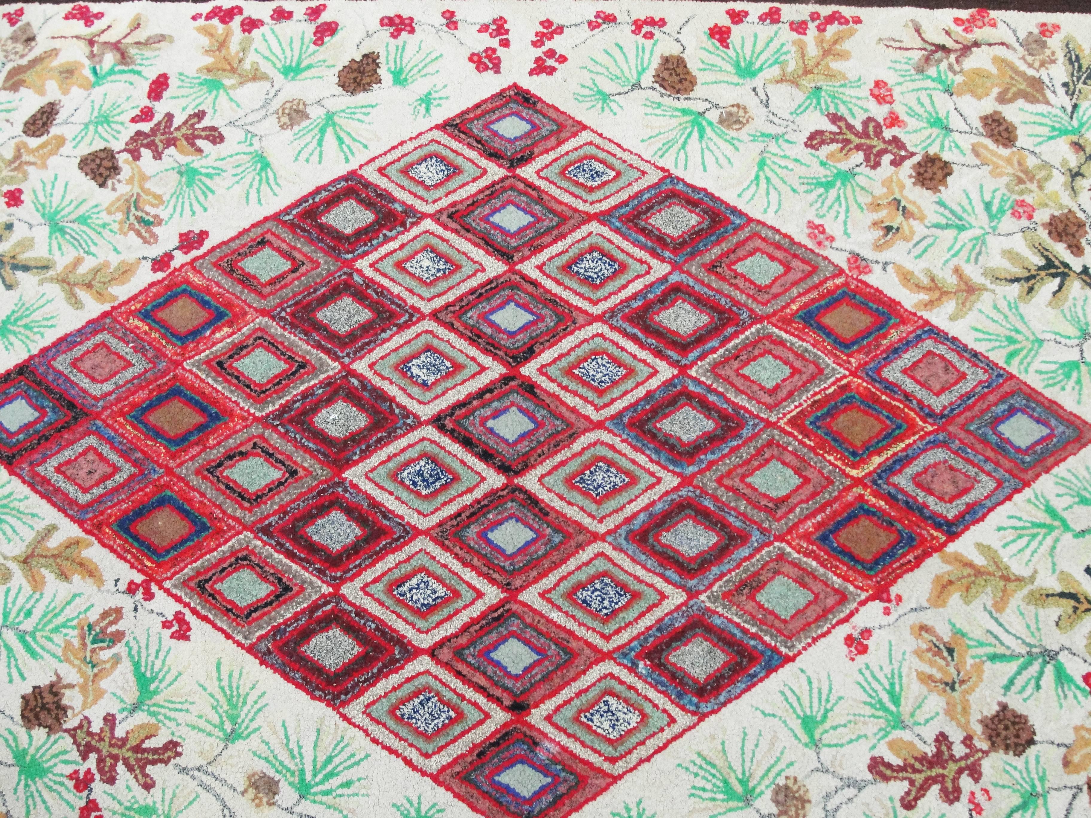 Fabric Antique American Hooked Rug