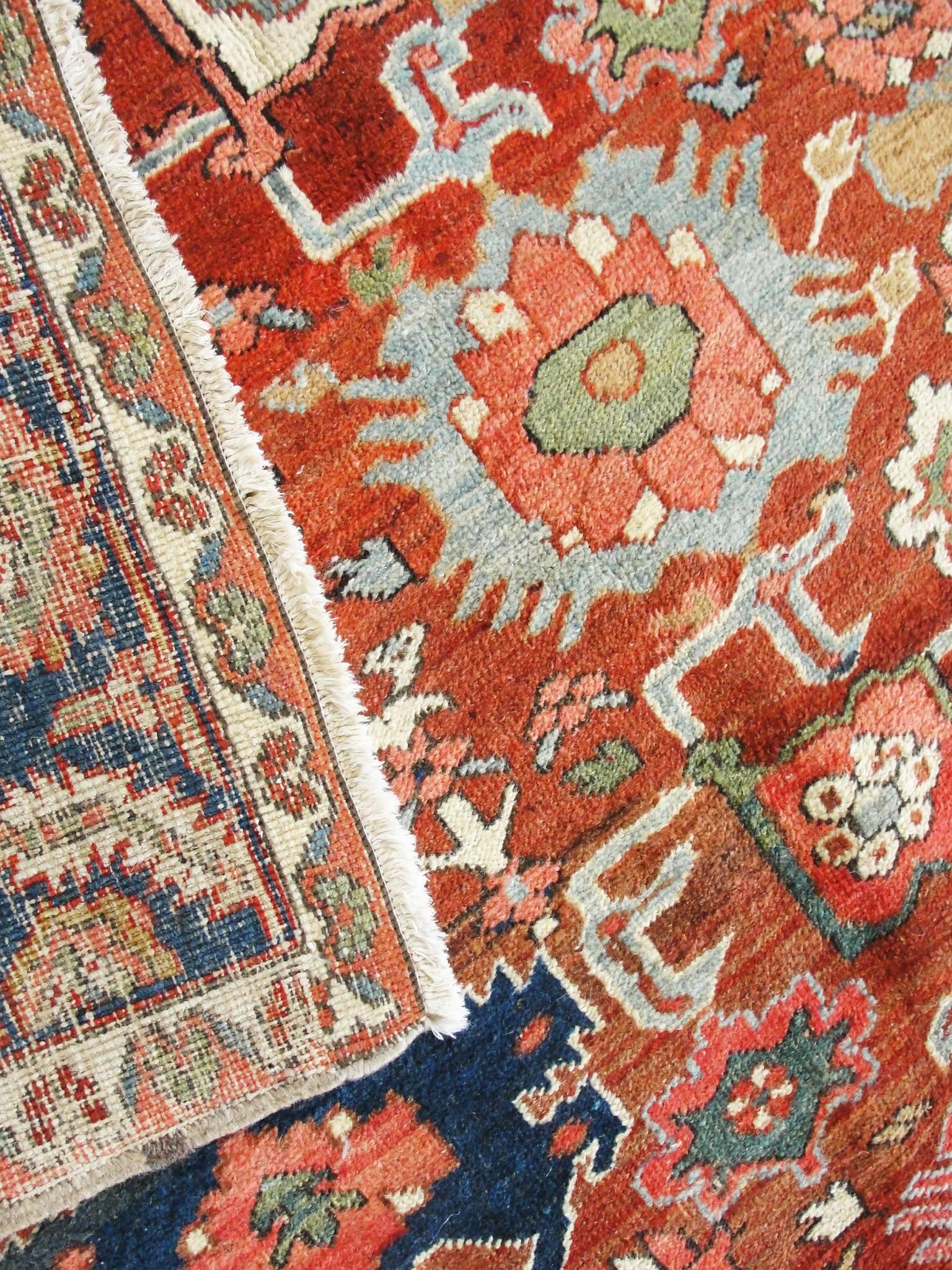 Hand-Woven  Antique Persian Serapi Carpet, 10'6
