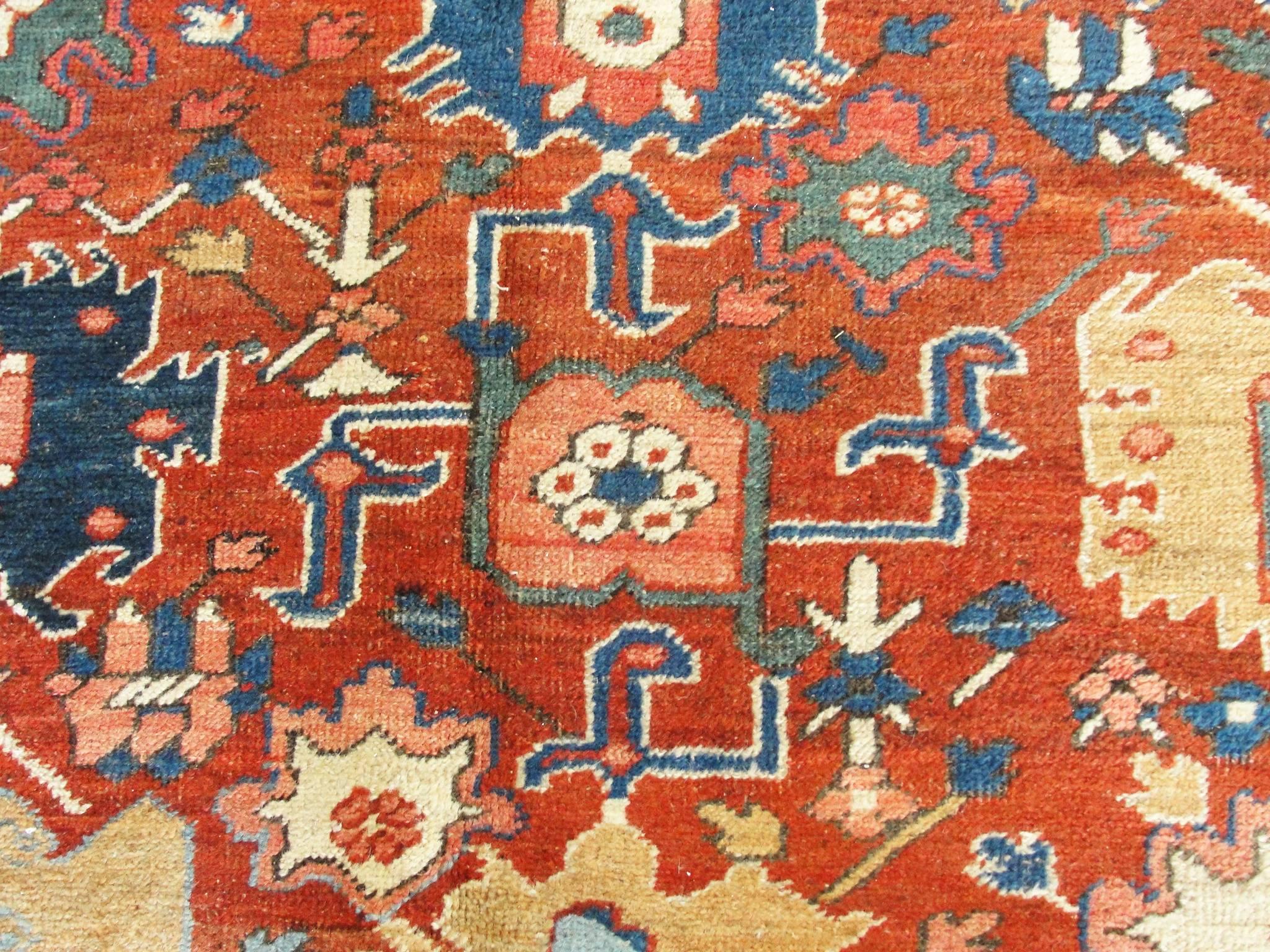  Antique Persian Serapi Carpet, 10'6
