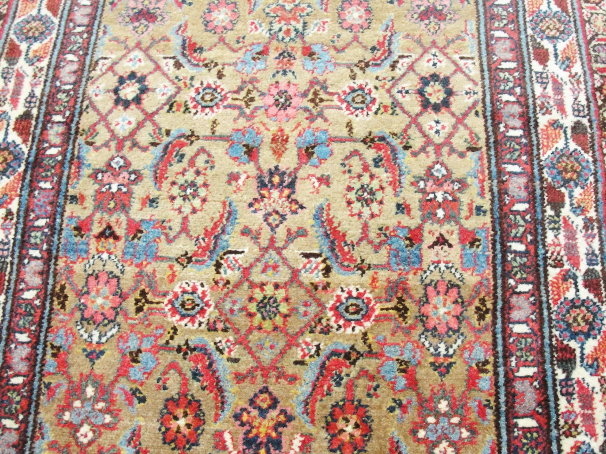 Early 20th Century Antique Persian Malayer Runner, Camel Color For Sale