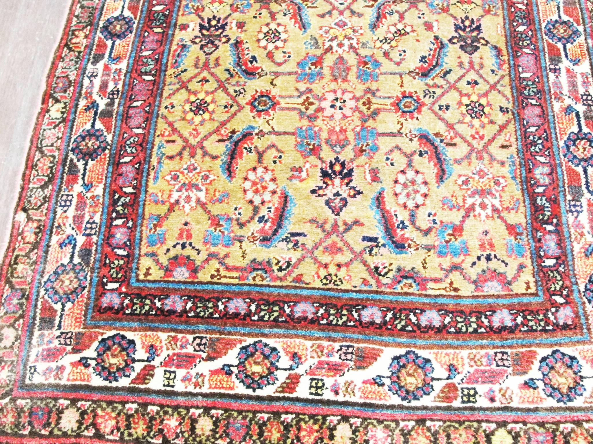 Antique Persian Malayer Runner, Camel Color For Sale 1